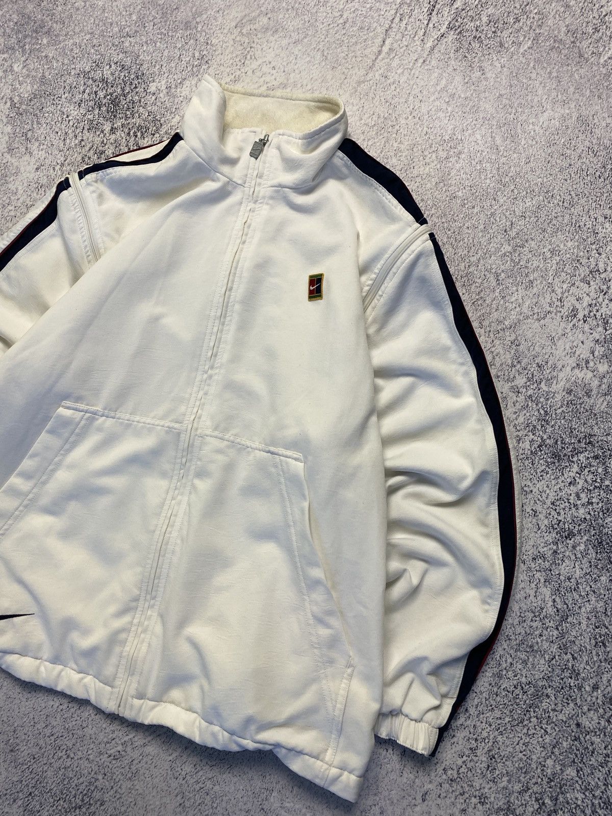 Nike × Vintage Vintage 90's Nike Court 2 in 1 White Boxy Track Jacket Drill Size US XL / EU 56 / 4 - 6 Thumbnail