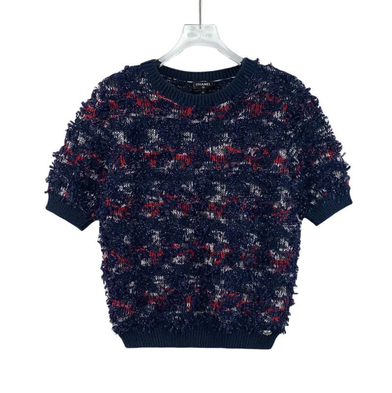 Chanel Chanel Navy Blue Cotton Women's T-Shirt 0089 Size M / US 6-8 / IT 42-44 - 1 Thumbnail