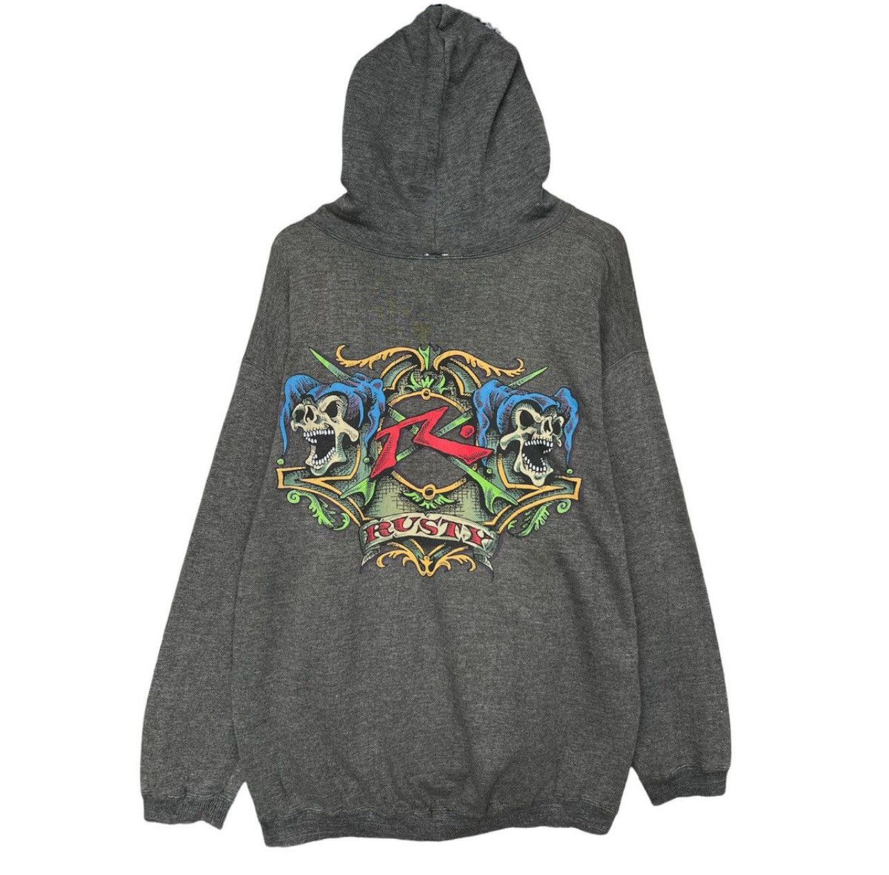 Vintage Vintage 90s Rusty Skull Bones Surf Baggy Hoodie Size US L / EU 52-54 / 3 - 1 Thumbnail
