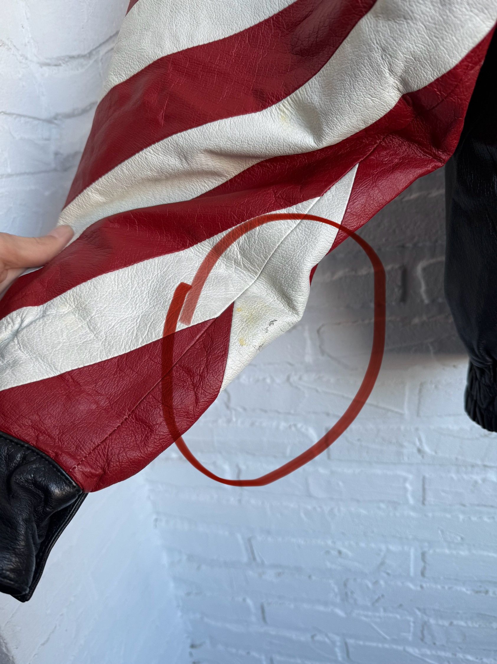 Genuine Leather Vintage 90s Italian Leather Bomber Jacket Eagle USA FLAG Size US L / EU 52-54 / 3 - 12 Thumbnail