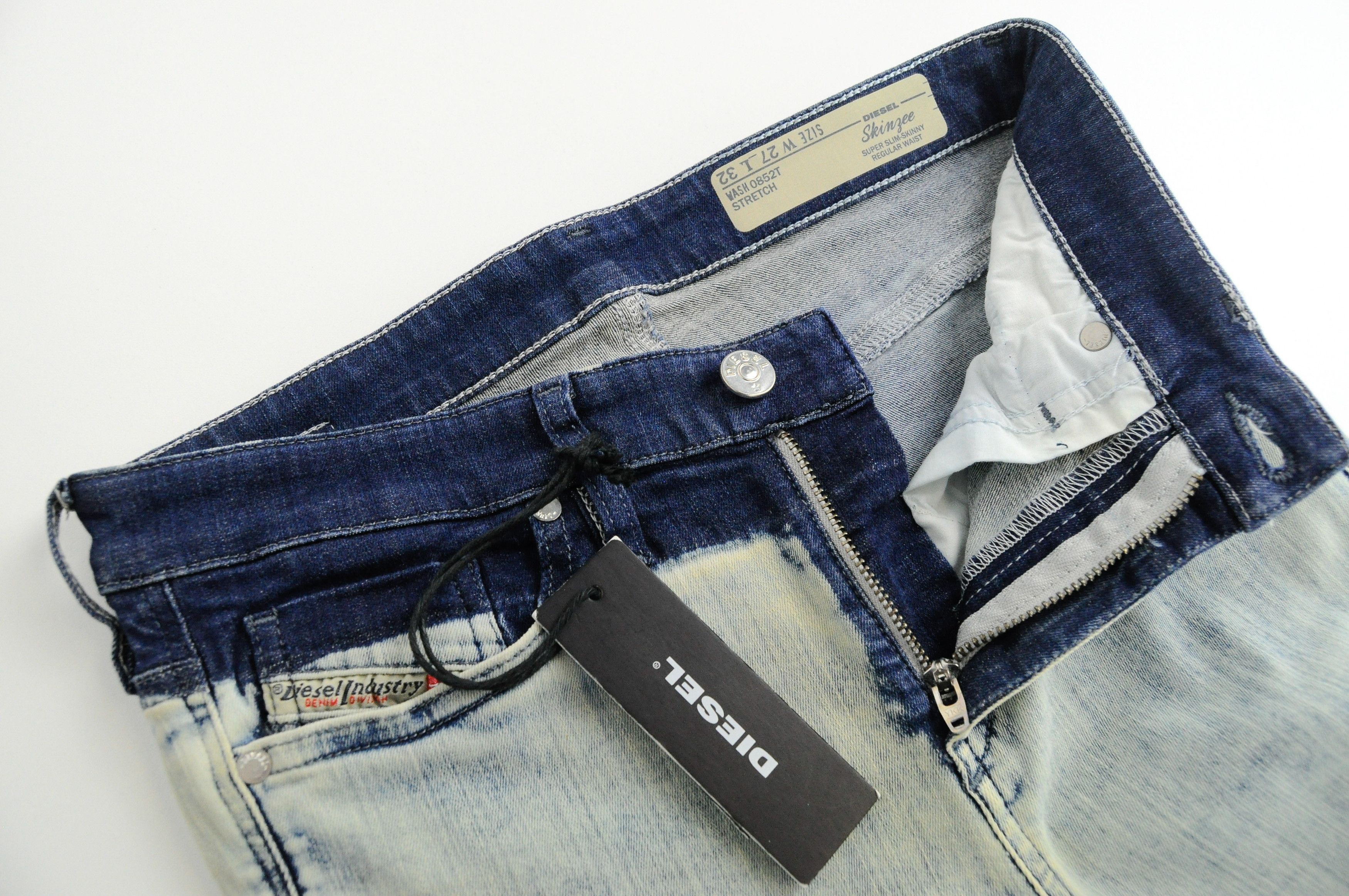 Diesel SKINZEE 0852T W27/L32 Blue Patched Washed Skinny 55001 Size 27" / US 4 / IT 40 - 4 Thumbnail
