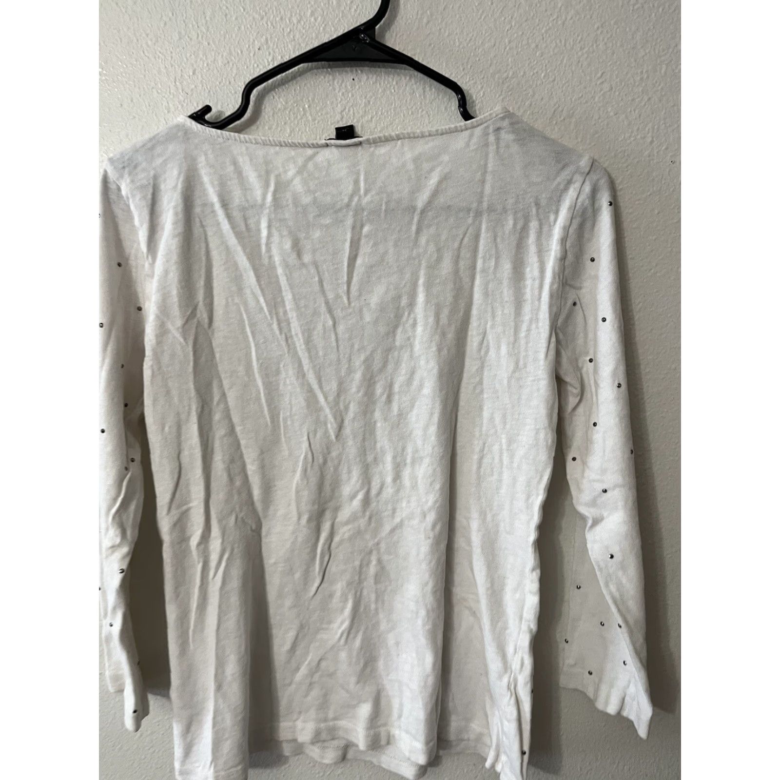 J.Crew J. Crew T-Shirt Womens Size M White Round Neck Long Sleeve Lightweight Embroidered Size M / US 6-8 / IT 42-44 - 3 Thumbnail