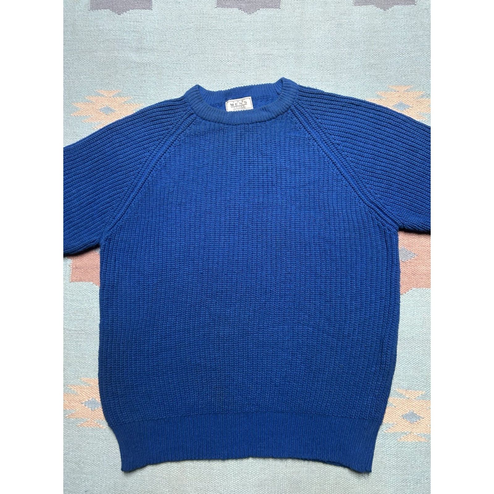 Sears VINTAGE Sears acrylic sweater chunky cable knit blue raglan pullover crewneck XL Size US XL / EU 56 / 4 - 3 Thumbnail