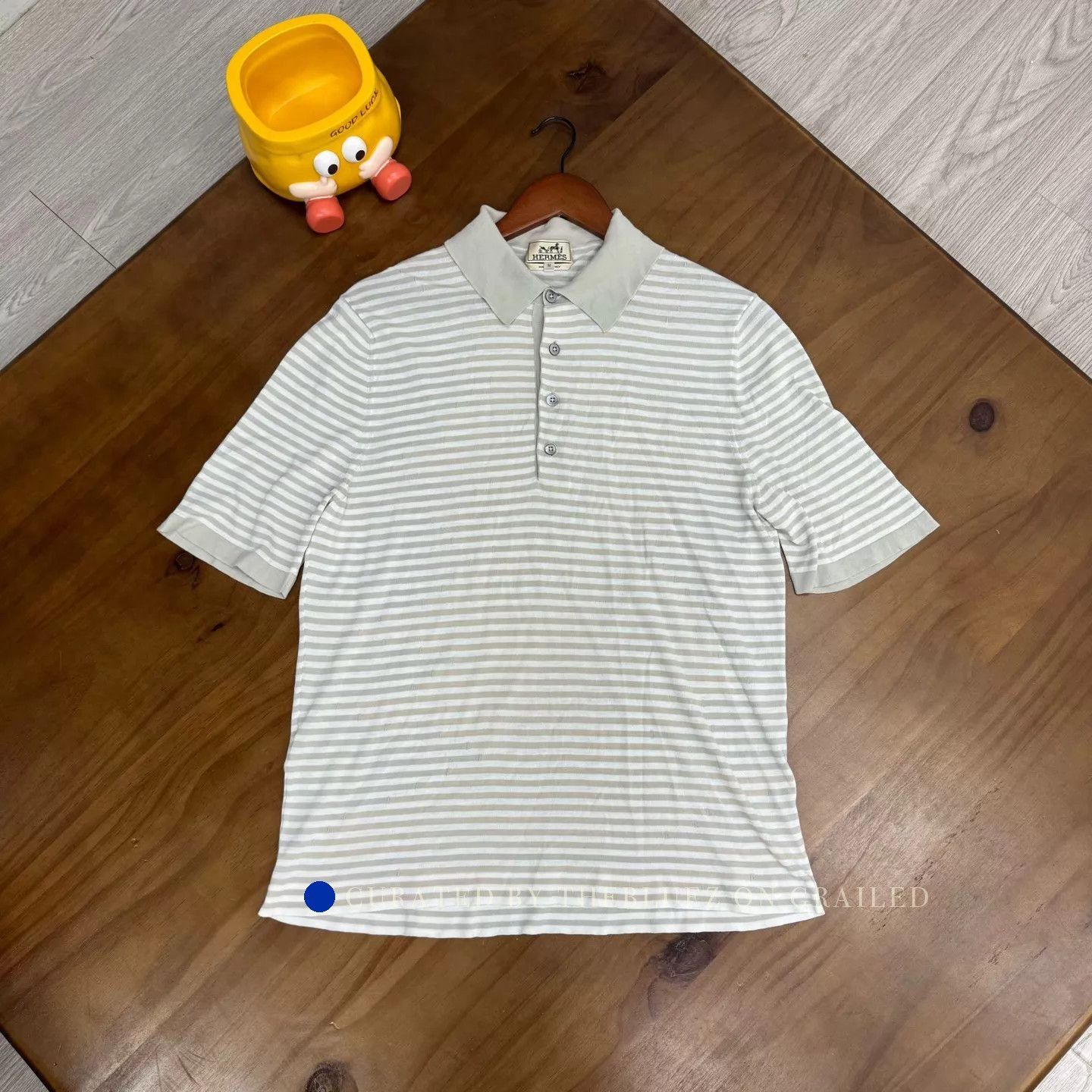 Hermes Striped Gray Polo in Excellent Condition Size US M / EU 48-50 / 2 - 1 Thumbnail