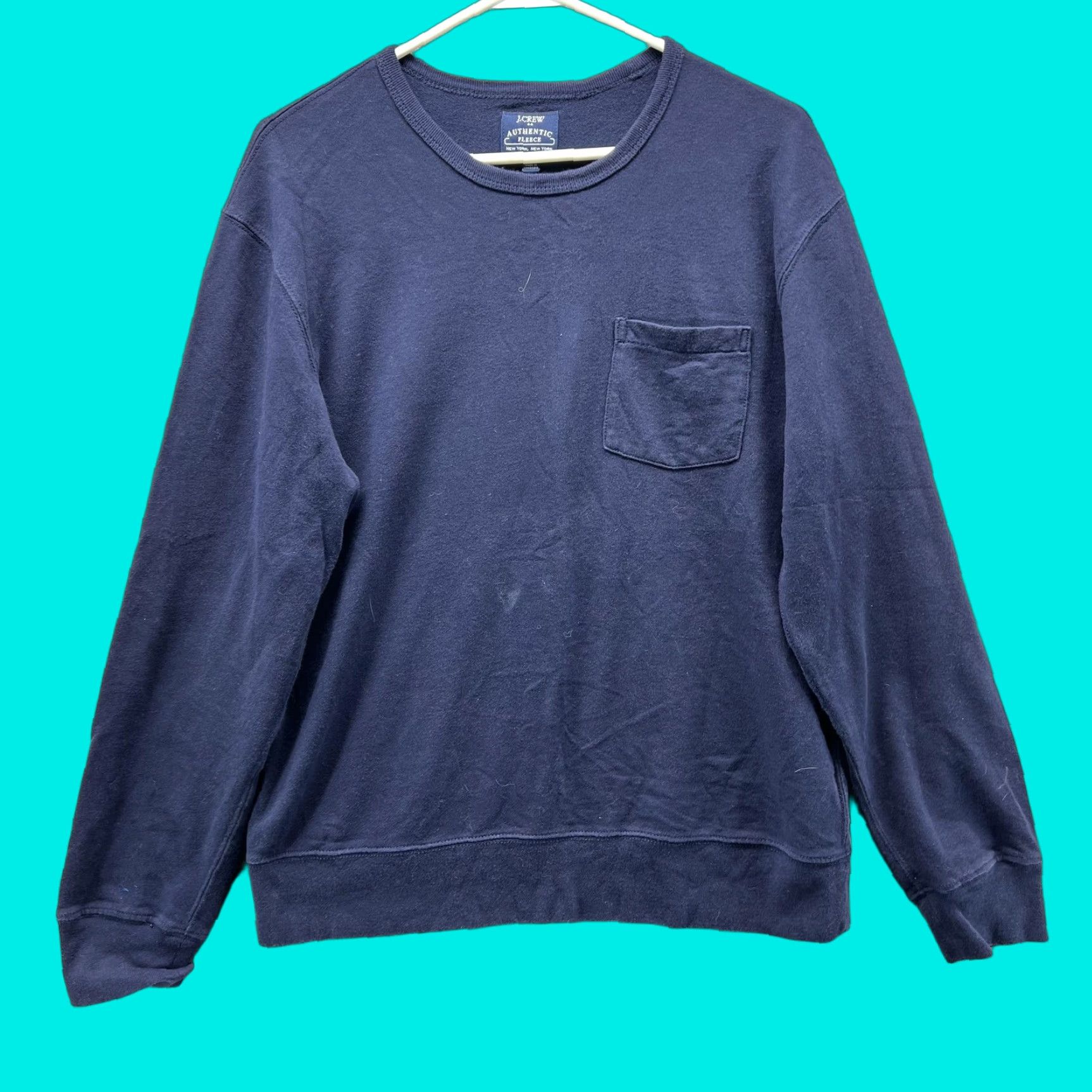 J.Crew J.Crew Sweatshirt Mens Medium Blue Pocket Crewneck Pullover Fleece 100% Cotton Authentic fleece Navy solid Size US M / EU 48-50 / 2 - 1 Thumbnail
