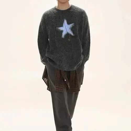 Aran Isles Knitwear × Japanese Brand Y2k Clothes Men Oversized Star Sweater Black Size US M / EU 48-50 / 2 - 4 Thumbnail