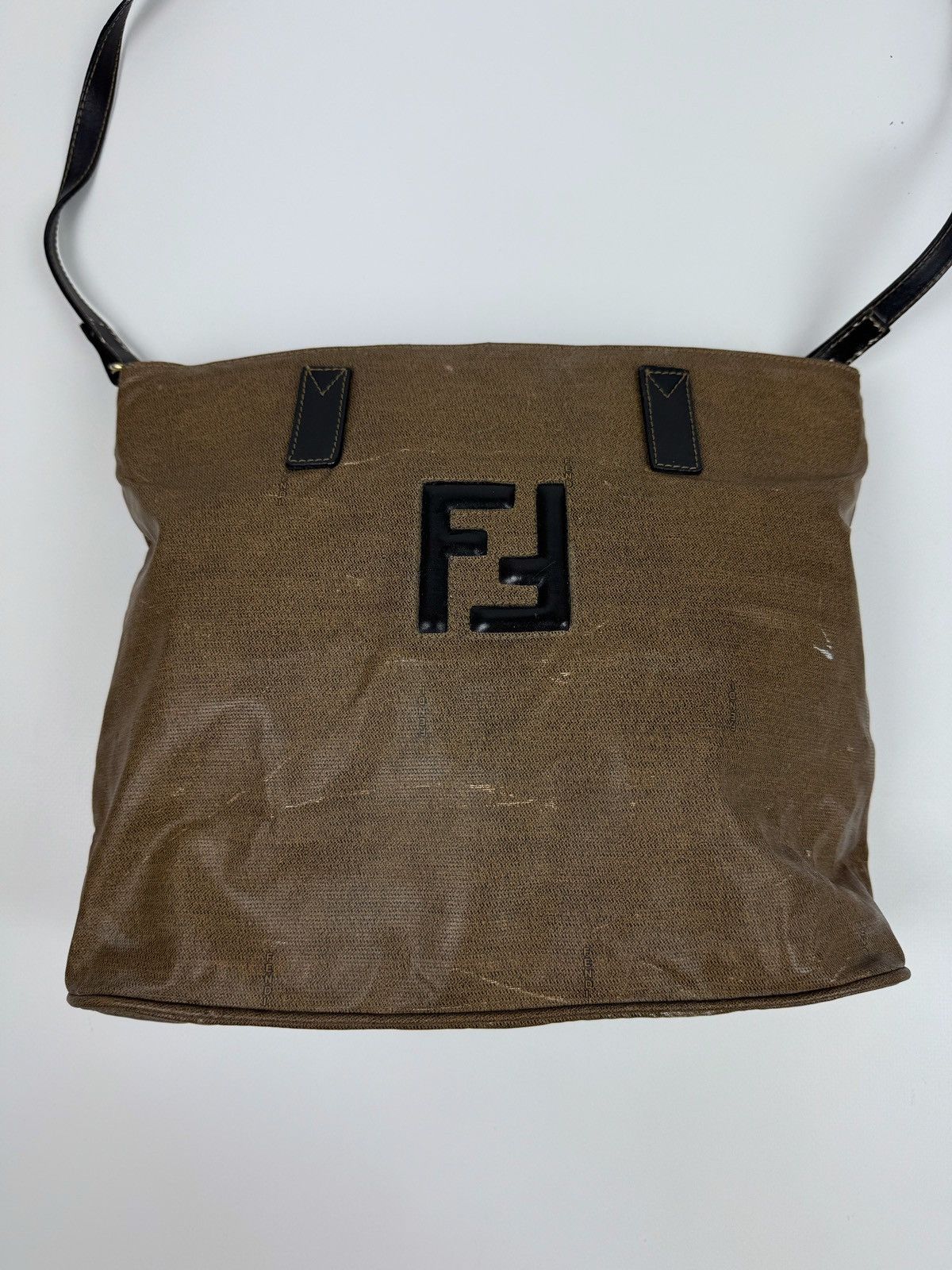 Fendi 1990’s Vintage Distressed Fendi Logo PVC Shoulder Bag Size ONE SIZE - 6 Thumbnail