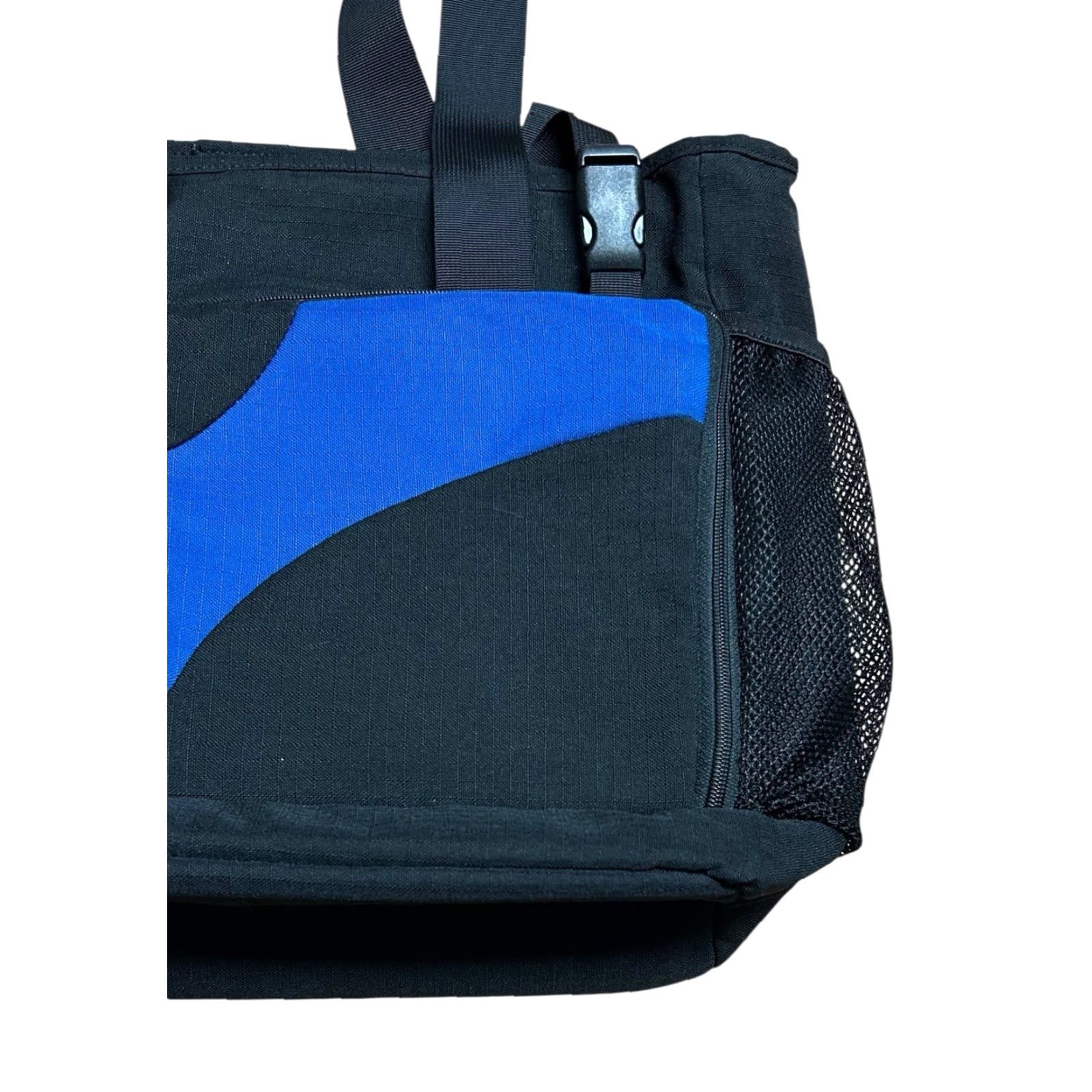 Vintage Columbia Black & Blue Tote Bag Shoulder Outdoors School Weekend Bag Padded Ladies Large Blue Black Size ONE SIZE - 4 Thumbnail