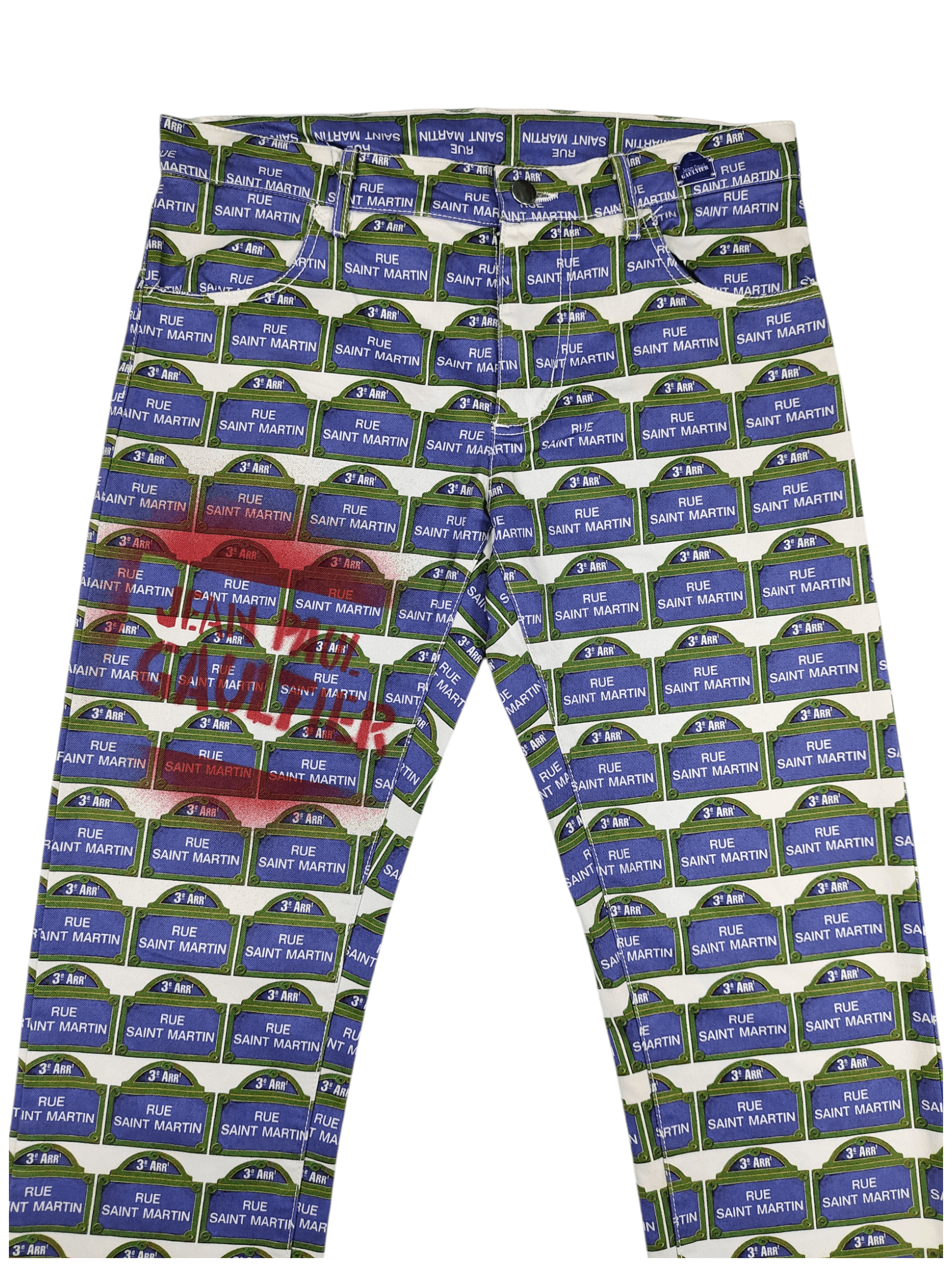 Jean Paul Gaultier JPG❤️‍🔥Paris Street Archive AOP Rue Saint Martin Print Jean Size US 31 - 1 Thumbnail