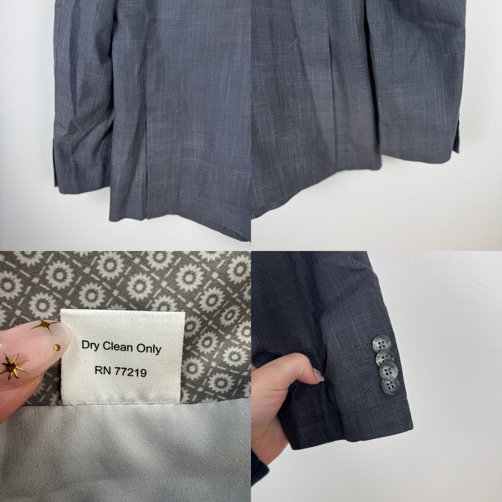 Joseph Abboud Joseph Abboud Blazer Mens Large Charcoal Gray 100% Cotton Two-Button Notch Lapel Double-Vented Size 42R - 8 Thumbnail