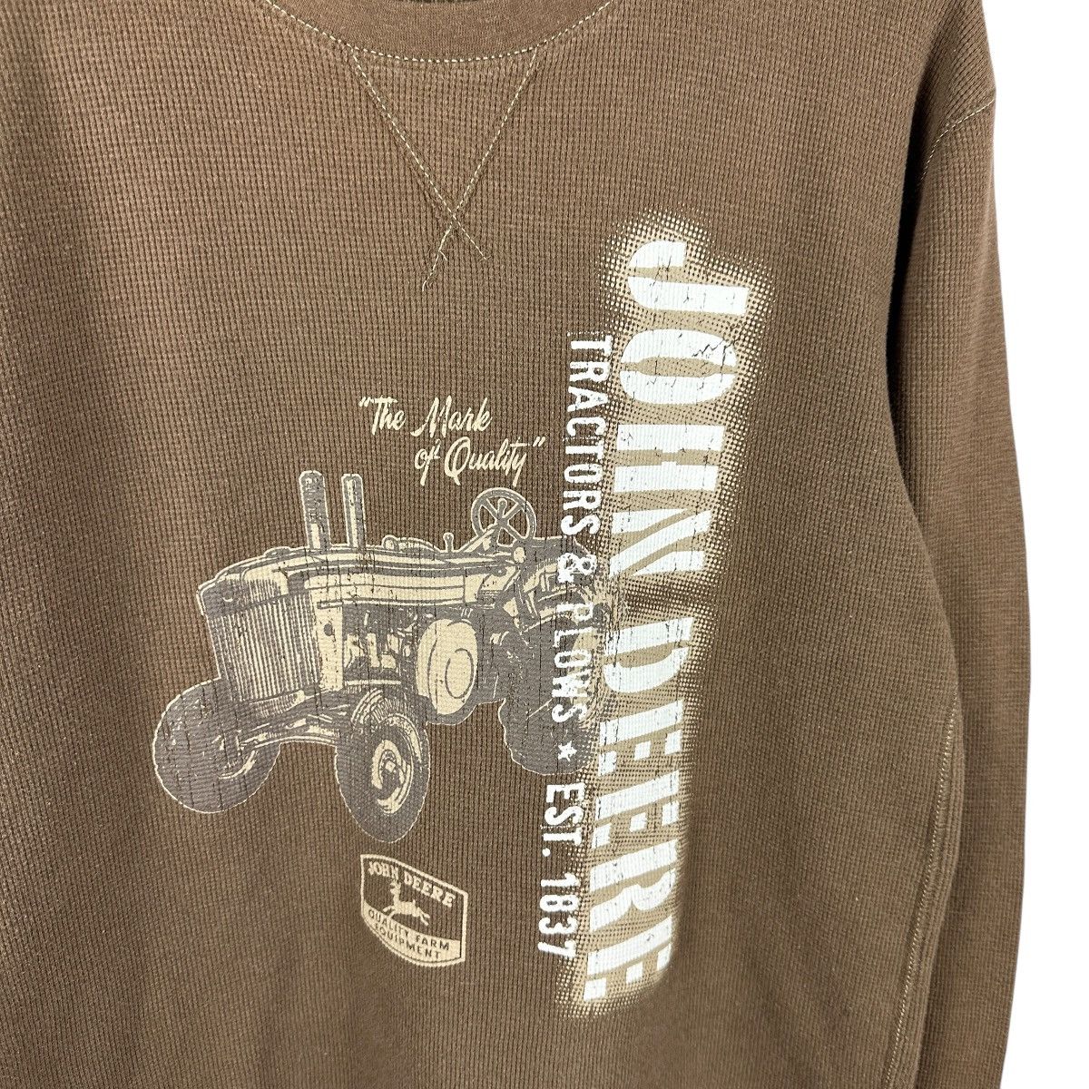 John Deere Mens Y2K John Deere Tractors Waffle Knit Thermal Shirt Size US L / EU 52-54 / 3 - 2 Thumbnail