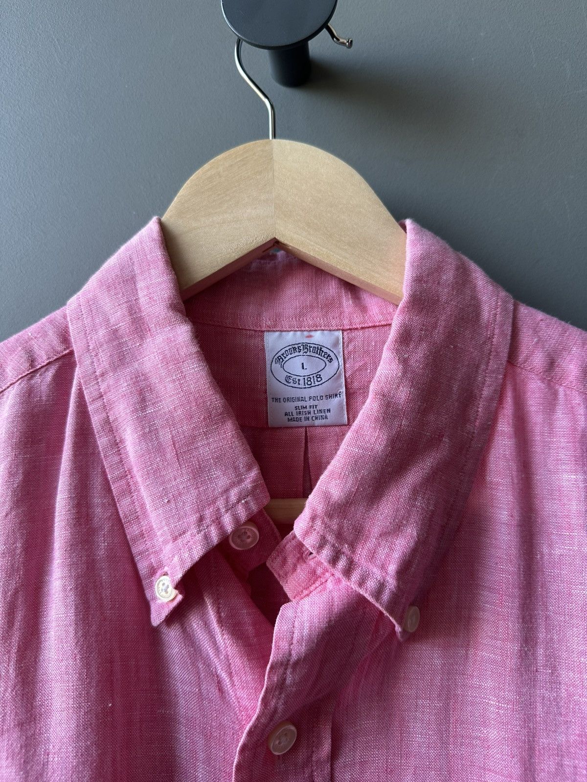 Brooks Brothers Brooks Brothers Pink Linen Slim Fit Shirt Size L Size US L / EU 52-54 / 3 - 3 Thumbnail