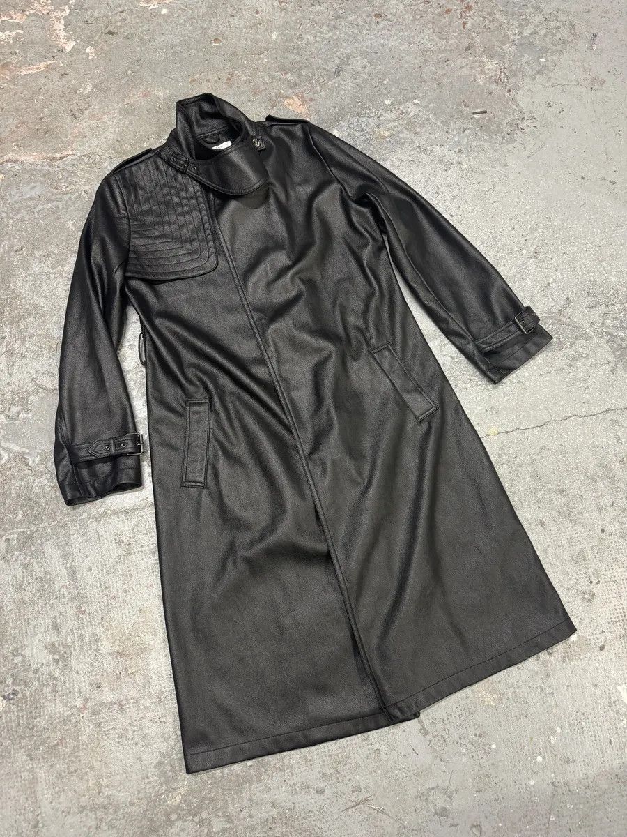 Balmain × Designer × Vintage 2000s Balmain Avant-Garde Black Vegan Leather Trench Coat Size US M / EU 48-50 / 2 - 10 Thumbnail