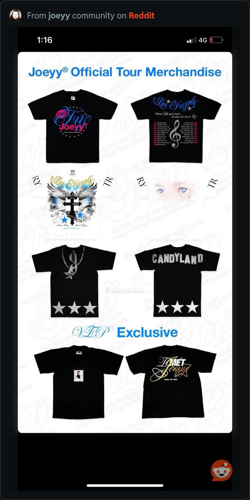 Band Tees Joeyy TRY Tour “Life Is Hard” Tee Size US M / EU 48-50 / 2 - 3 Thumbnail