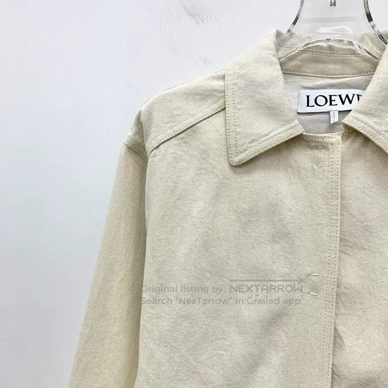 Loewe Loewe Ivory White Logo Embossed Cotton Collar Long Sleeve Size XS / US 0-2 / IT 36-38 - 3 Thumbnail