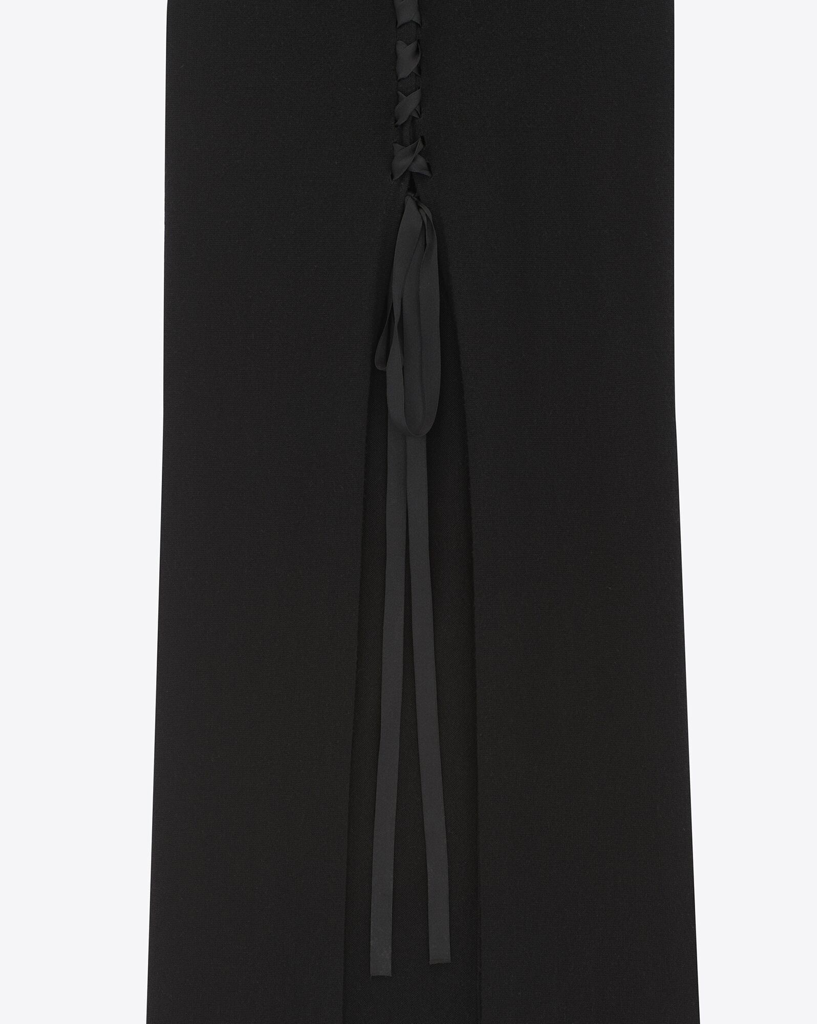 Saint Laurent Paris o1s1wg110125 756838 Long Lace-Up Dress in Wool in Black Size L / US 10 / IT 46 - 3 Thumbnail