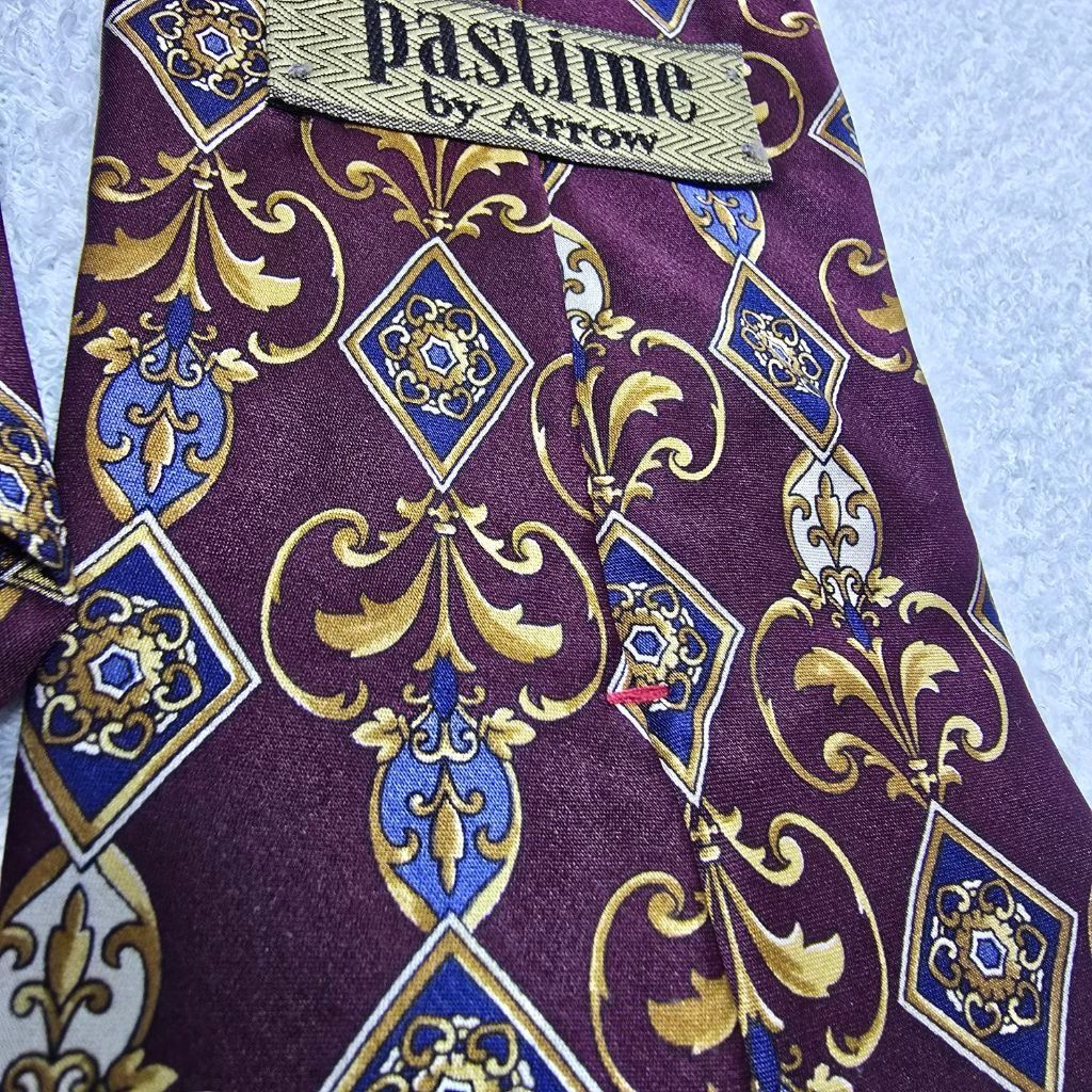 Arrow Men's Arrow Burgundy Gold Patterned Silk Tie One Size Size ONE SIZE - 6 Thumbnail
