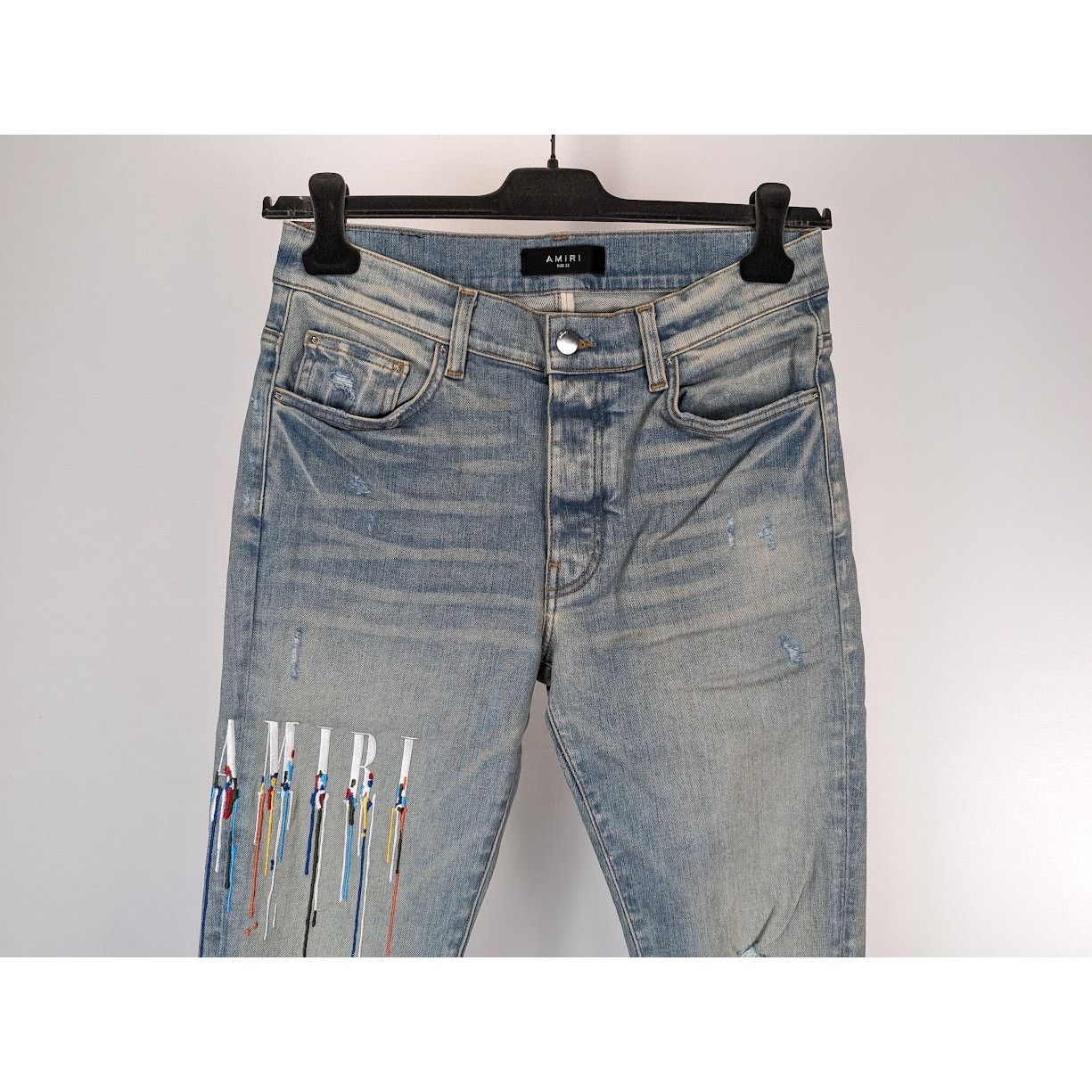 Amiri o1rshd1 Print Drip Logo Jeans in Clay Indigo Size US 32 / EU 48 - 13 Thumbnail