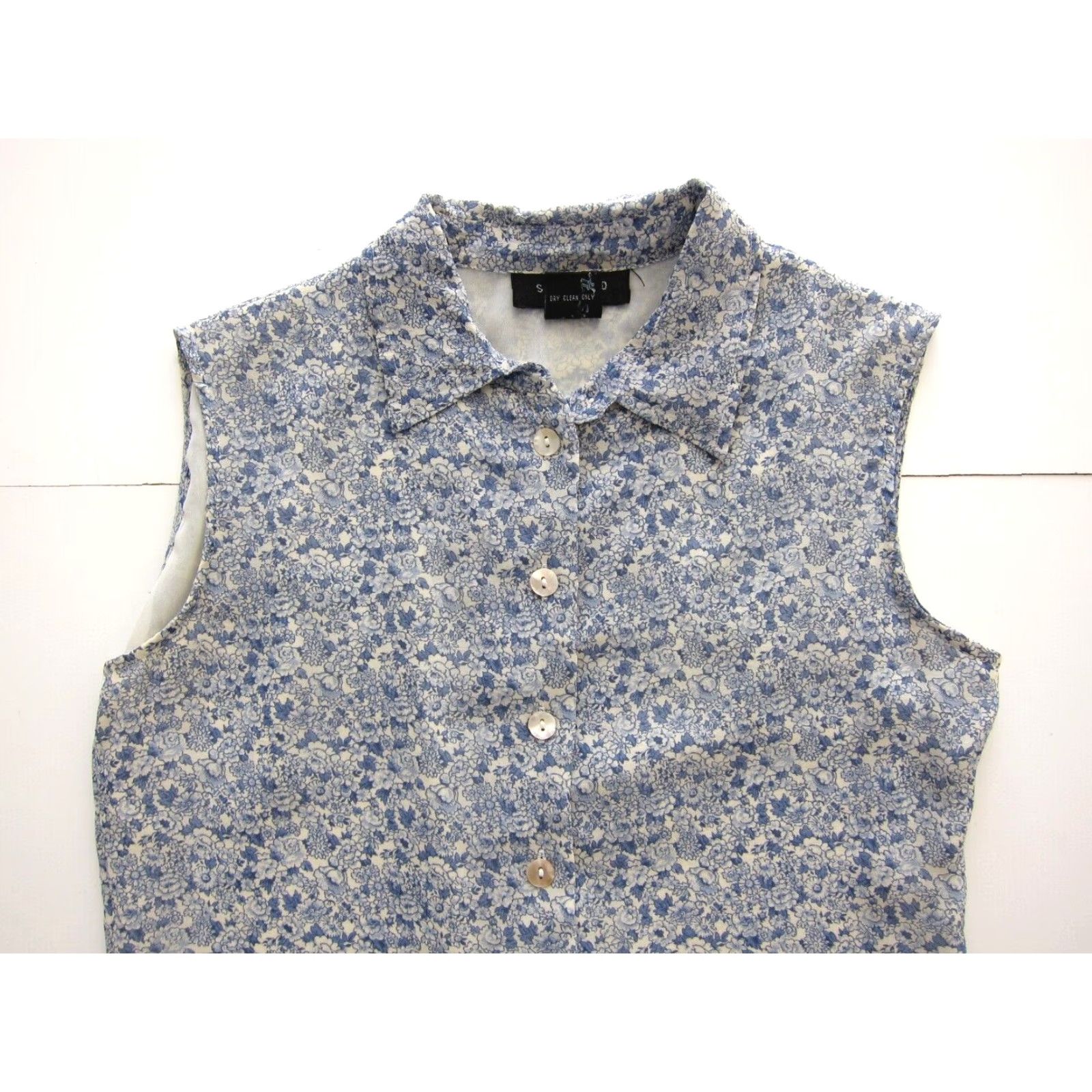 Vintage VINTAGE Silkland Blouse Shirt Womens Silk Sleeveless Button Down Collared Tank Blue PS Size S / US 4 / IT 40 - 3 Thumbnail