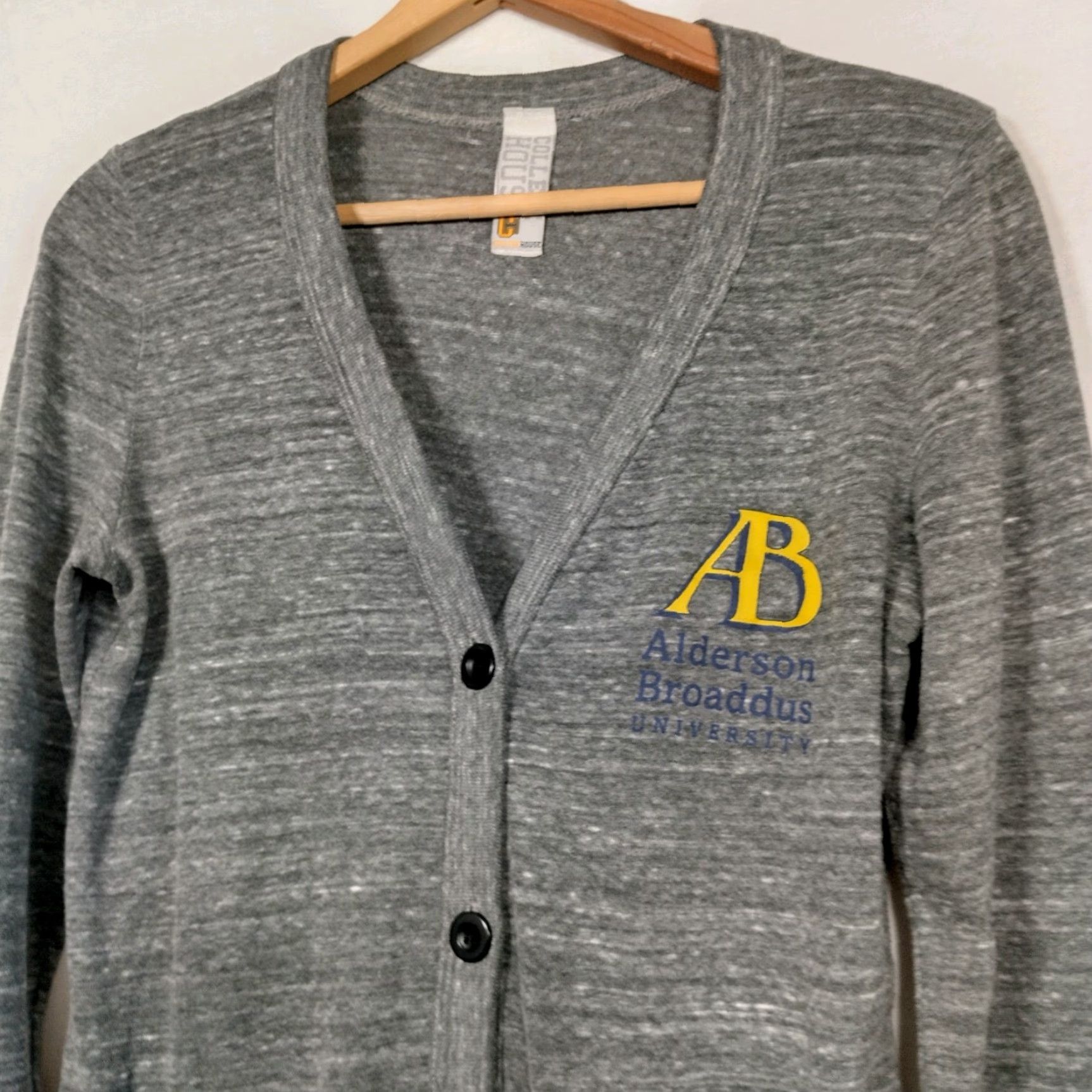 Vintage VINTAGE College House Cardigan Shirt Women M Gray Jersey Knit Academia Alderson Broaddus University Slim College School 90s Mens Womens? Size M / US 6-8 / IT 42-44 - 2 Thumbnail