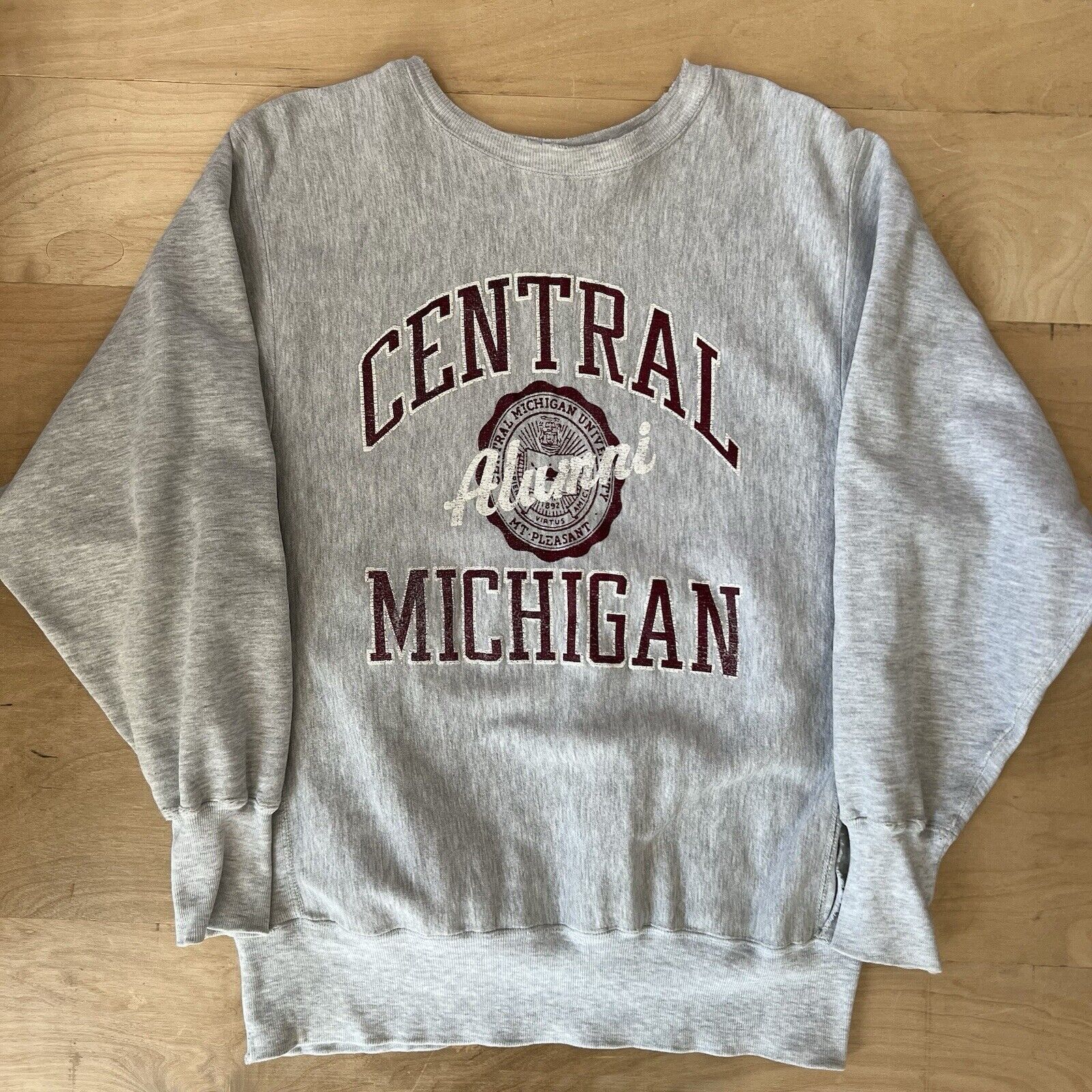 Champion × Vintage Vintage Central Michigan Sweatshirt XL Gray 90s Champion Size US XL / EU 56 / 4 - 2 Thumbnail
