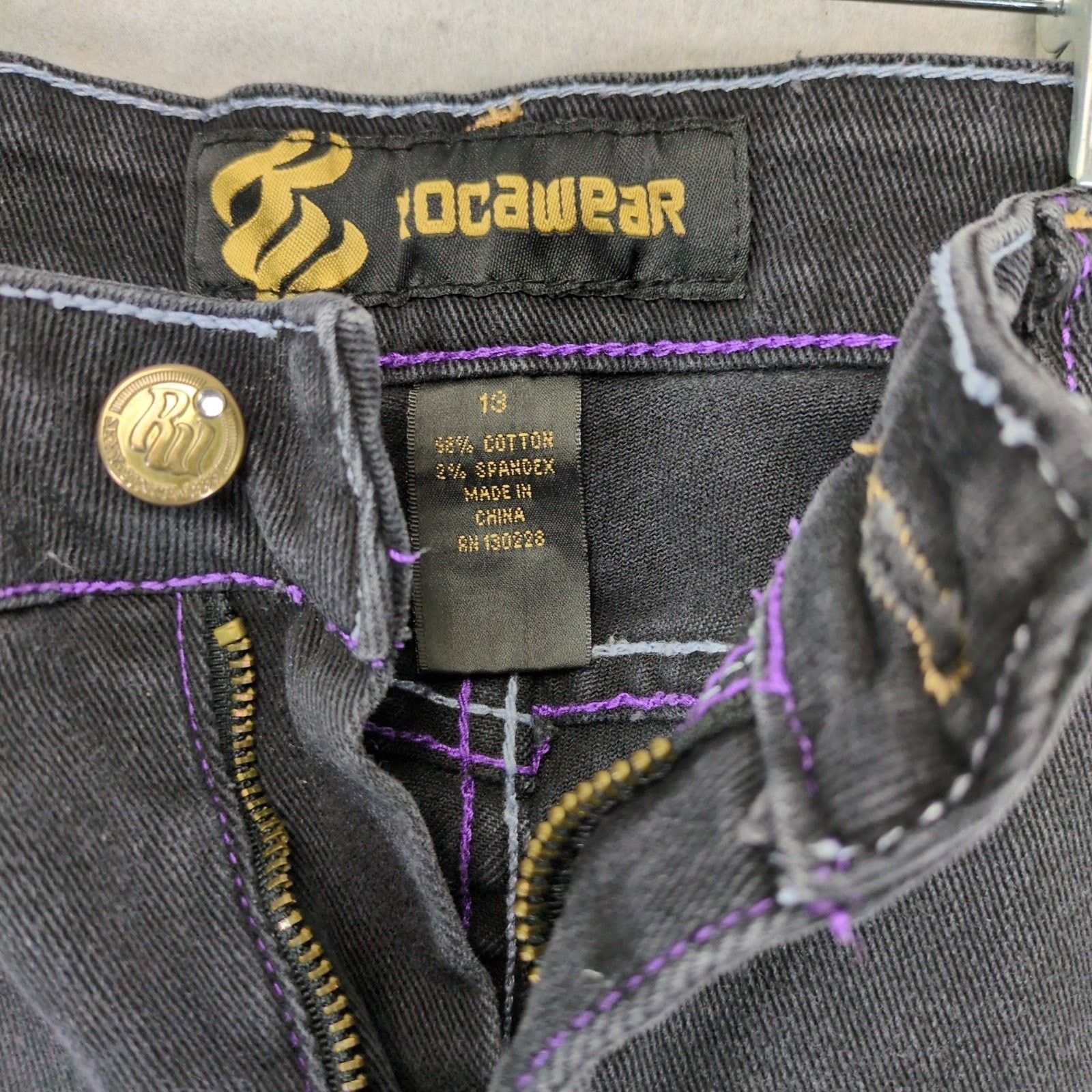 Rocawear Rocawear Simone Straight Leg Black Denim Jeans, Juniors 13 Size 34" / US 12 / IT 48 - 5 Thumbnail