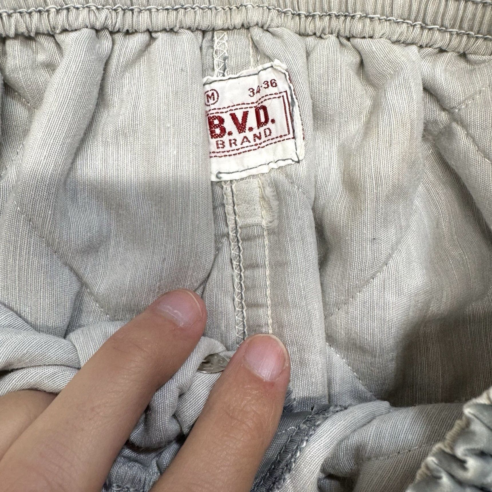 Vintage VINTAGE BVD Insulated Pants Mens M USA Made Hunting Work Wear Snap Front Gray Canvas 50s Straight Ankle 29in Inseam Mens Size US 31 - 4 Thumbnail
