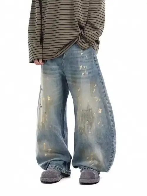Japanese Brand Kumiko x Maezo Washed baggy ripped jeans Size US 33 - 8 Thumbnail