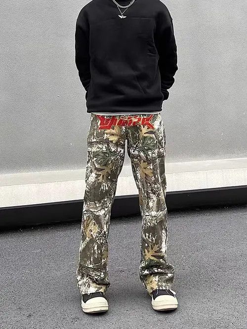 Japanese Brand × Jean High street leaf graffiti camouflage embroidered jeans Size US 32 / EU 48 - 2 Thumbnail