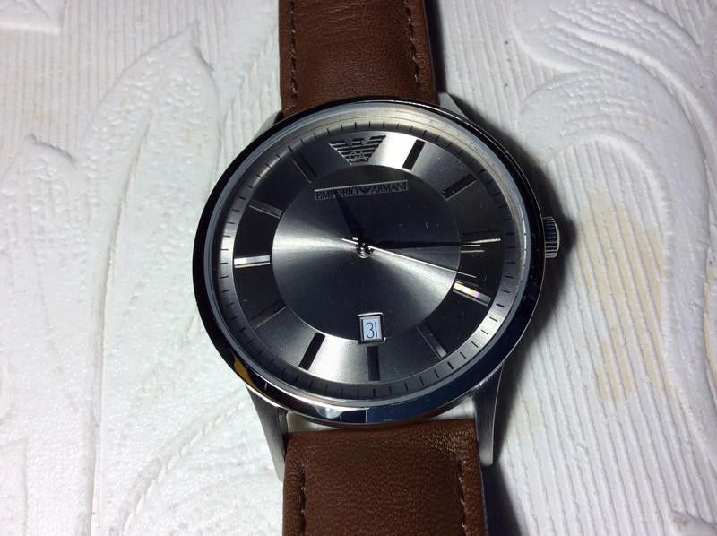 Emporio Armani Emporio Armani men's Silver dial brown leather strap watch Size ONE SIZE - 12 Thumbnail