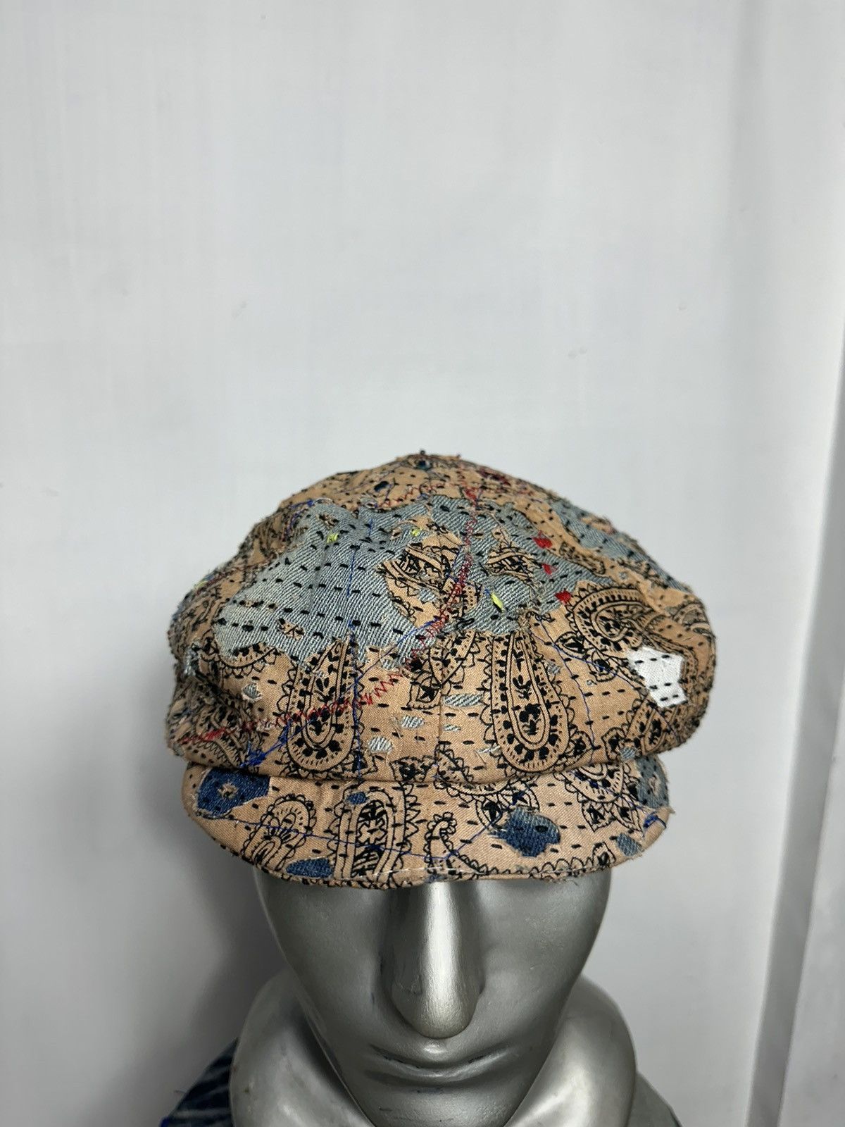 Handmade Custom Made Distressed Paisley Boro Patchwork Newsboy hats Size ONE SIZE - 5 Thumbnail