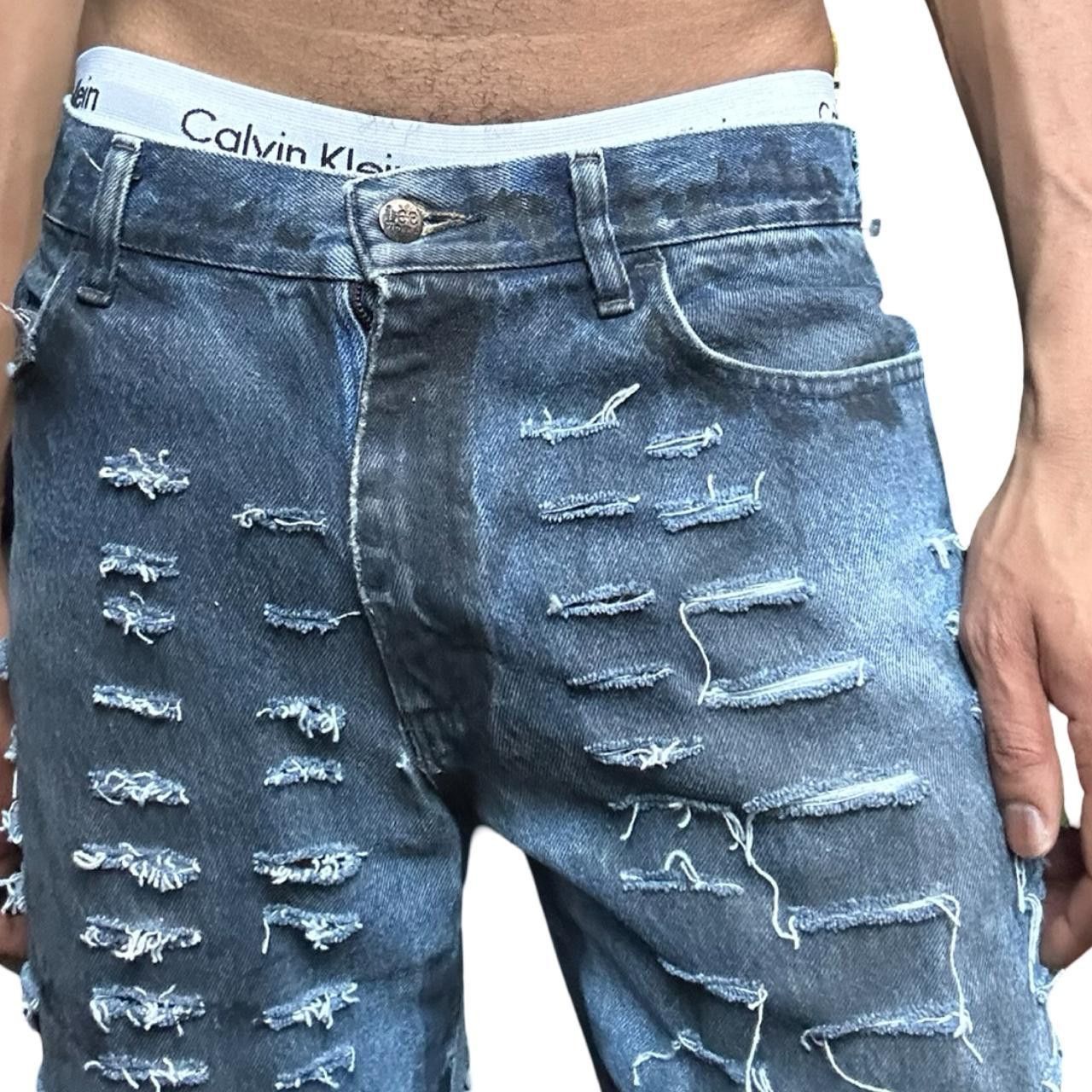 Lee ASTROBOI* x Lee Relaxed Grunge Blue & Blue Denim Shorts 34" Size US 34 / EU 50 - 2 Thumbnail