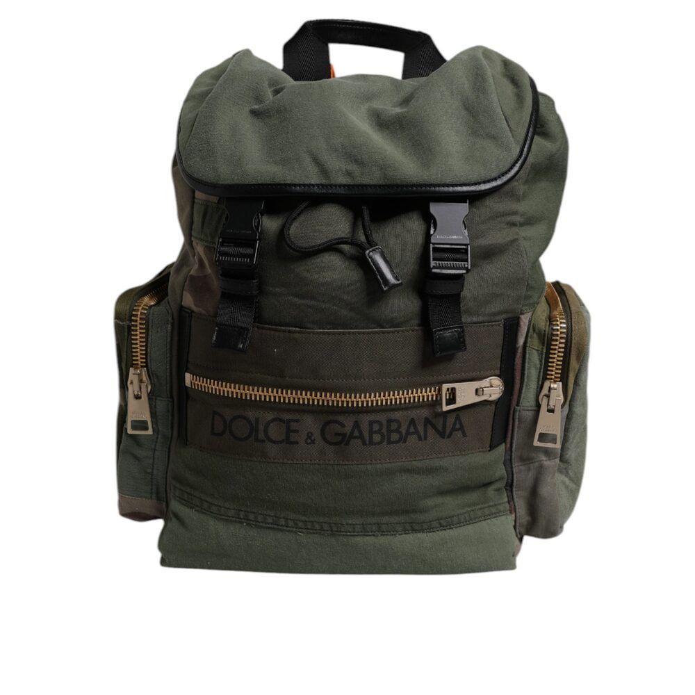 Dolce & Gabbana Dolce & Gabbana Military Green Patchwork Travel Backpack Bag Size ONE SIZE - 1 Thumbnail