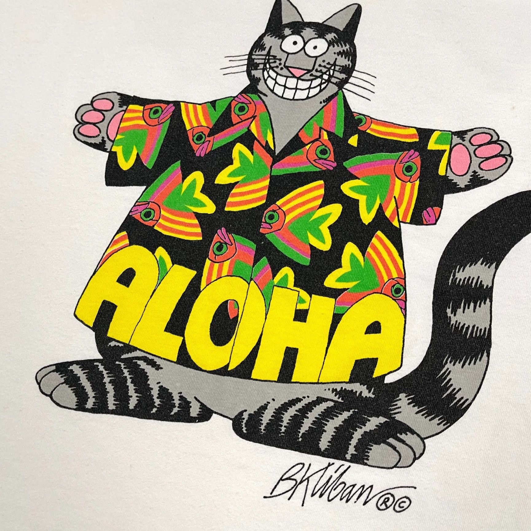 Vintage VINTAGE Crazy Shirts Shirt Mens XL White Aloha Vacation Hawaii Cat B Kliban Graphic Shirt Men XL White Logo Print T-Shirt Cat B Kliban Graphic Size US XL / EU 56 / 4 - 2 Thumbnail