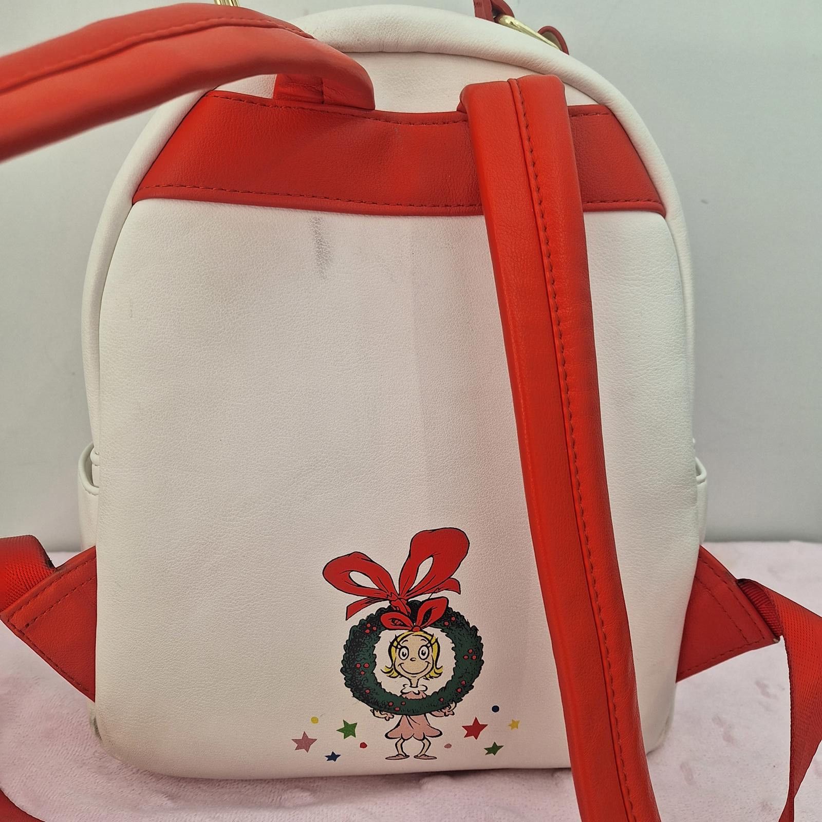 Designer LOUNGEFLY Dr. SeuSS The Grinch Christmas Edition. Back Pack Size ONE SIZE - 7 Thumbnail