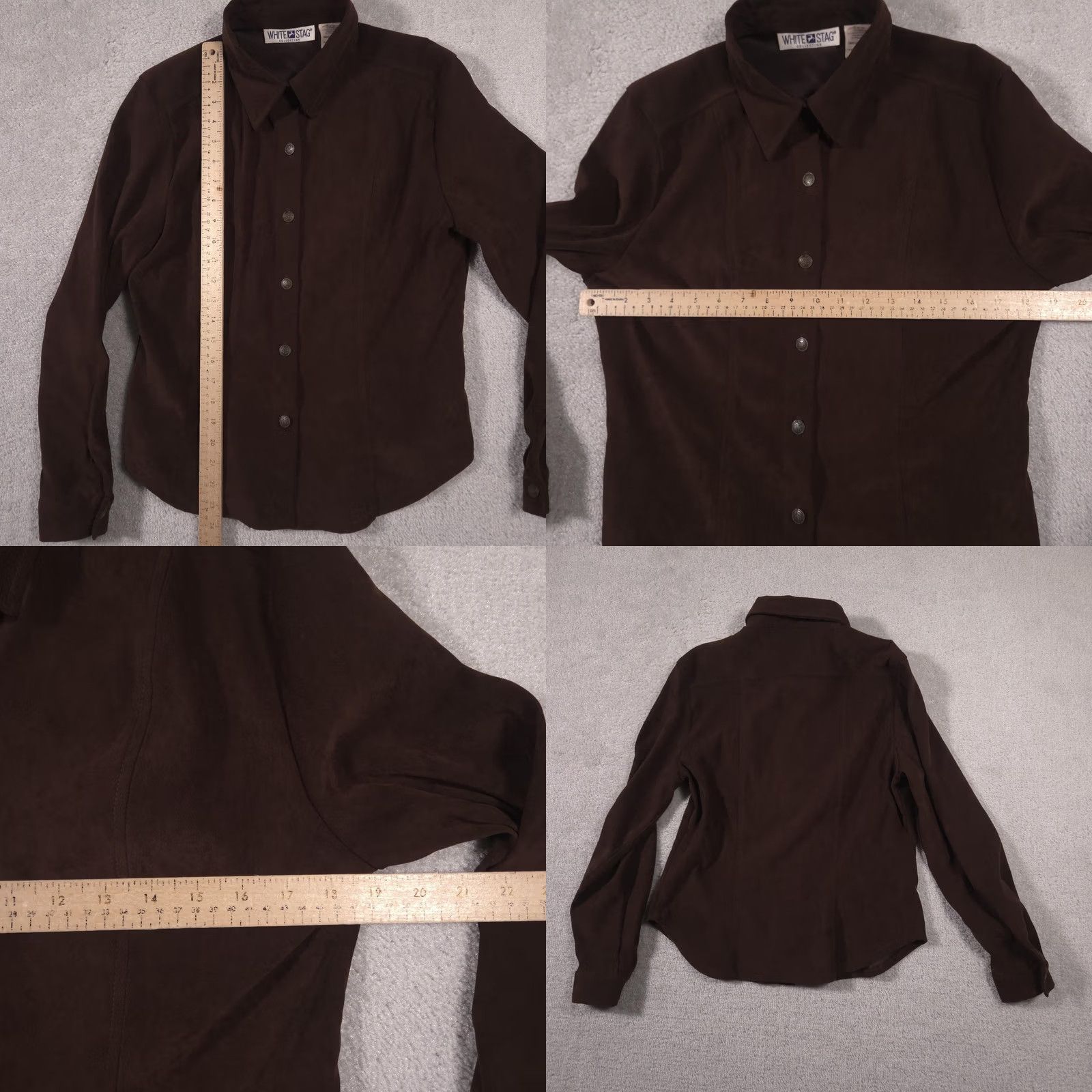 Vintage VINTAGE White Stag Jacket Womens M Brown Faux Suede Button Front Shirt Blazer Size M / US 6-8 / IT 42-44 - 8 Thumbnail