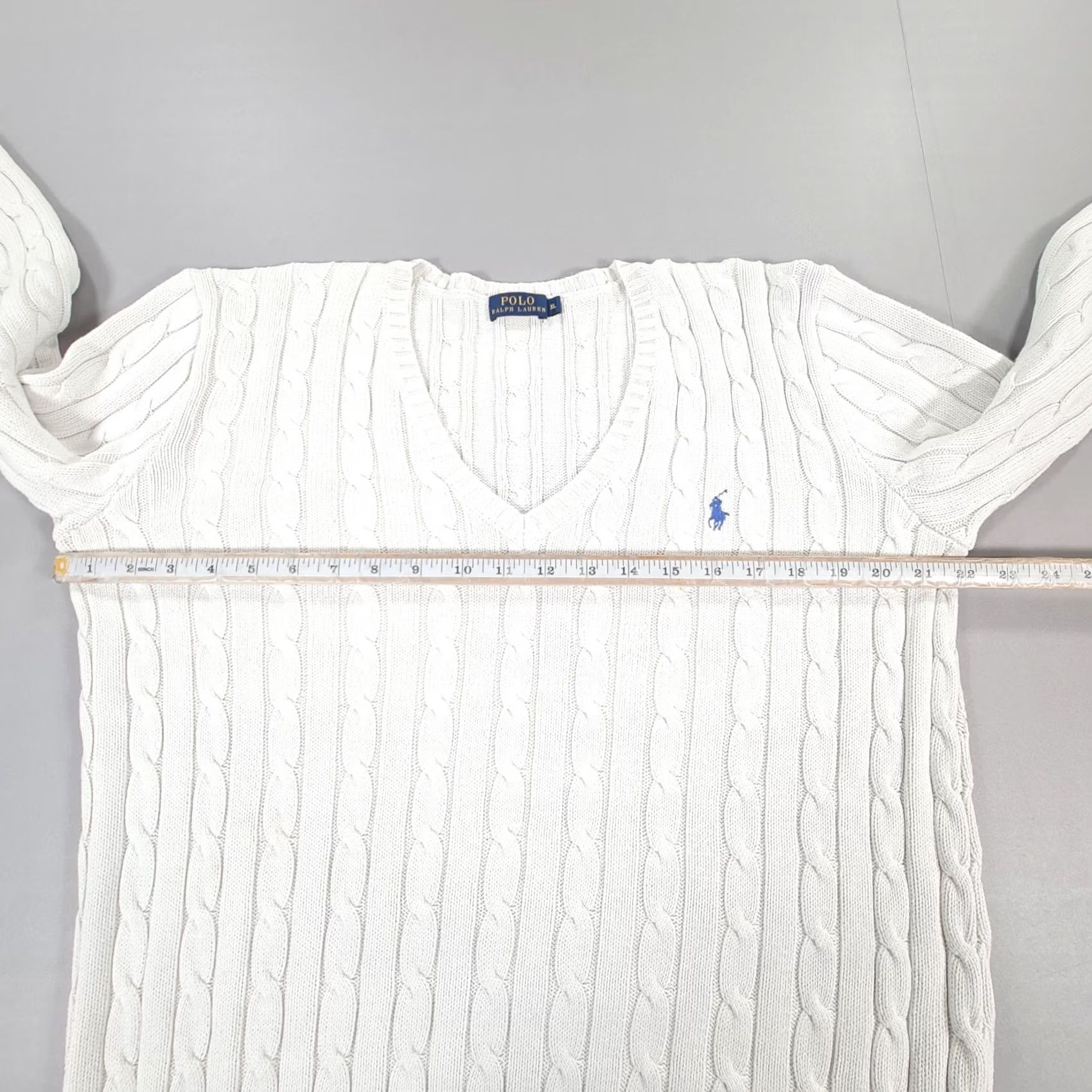 Polo Ralph Lauren Polo Ralph Lauren Jumper Womens XL Cable Knit Cotton Pullover V-Neck White Size XL / US 12-14 / IT 48-50 - 5 Thumbnail