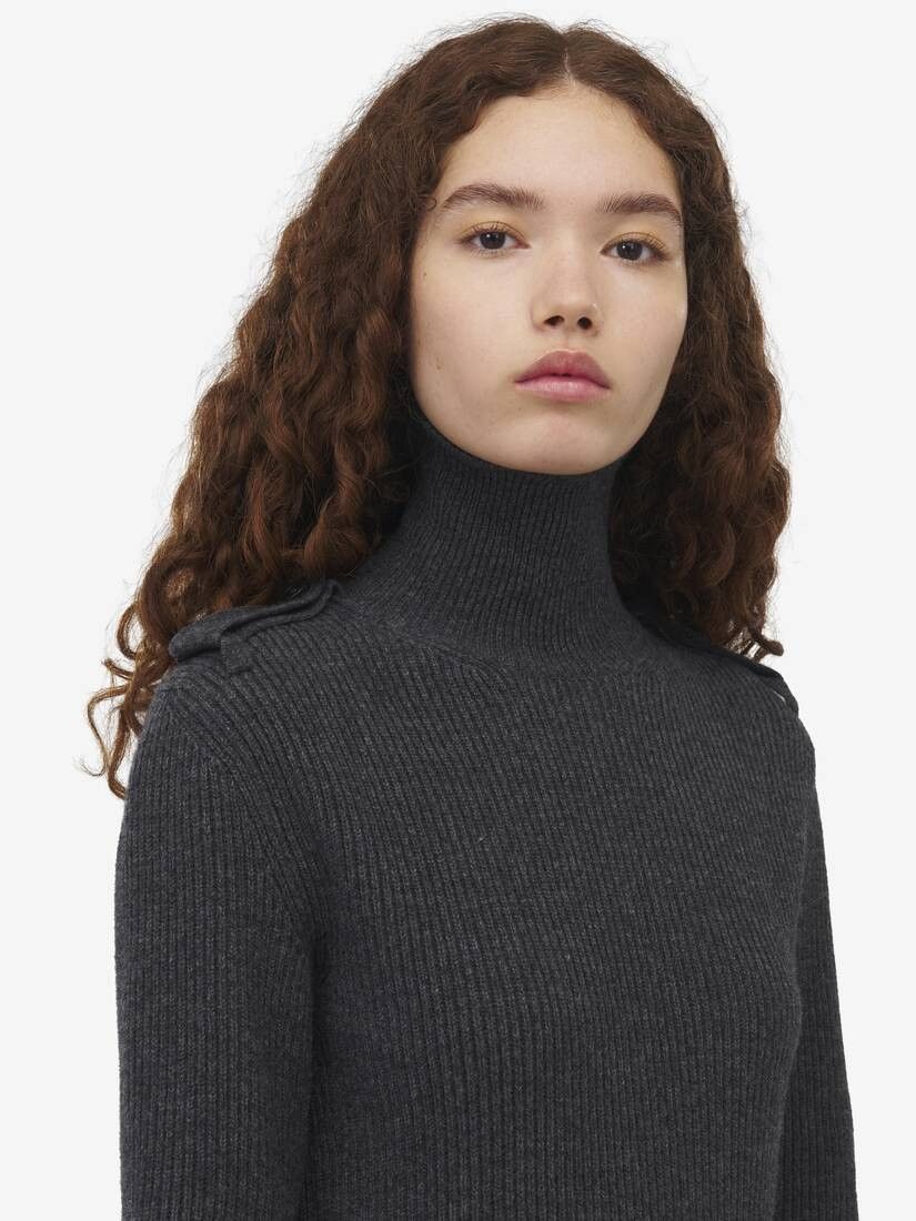 Alexander McQueen o1srvl11e0326 Ribbed Knit Mini Dress in Grey Size M / US 6-8 / IT 42-44 - 6 Thumbnail