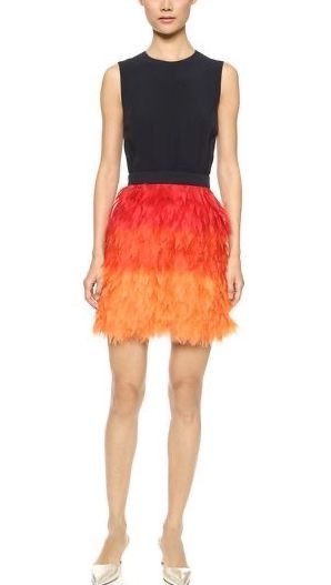 Victoria Beckham Victoria Beckham Black Orange Ombre Feather Mini Dress US8 Size M / US 6-8 / IT 42-44 - 2 Thumbnail
