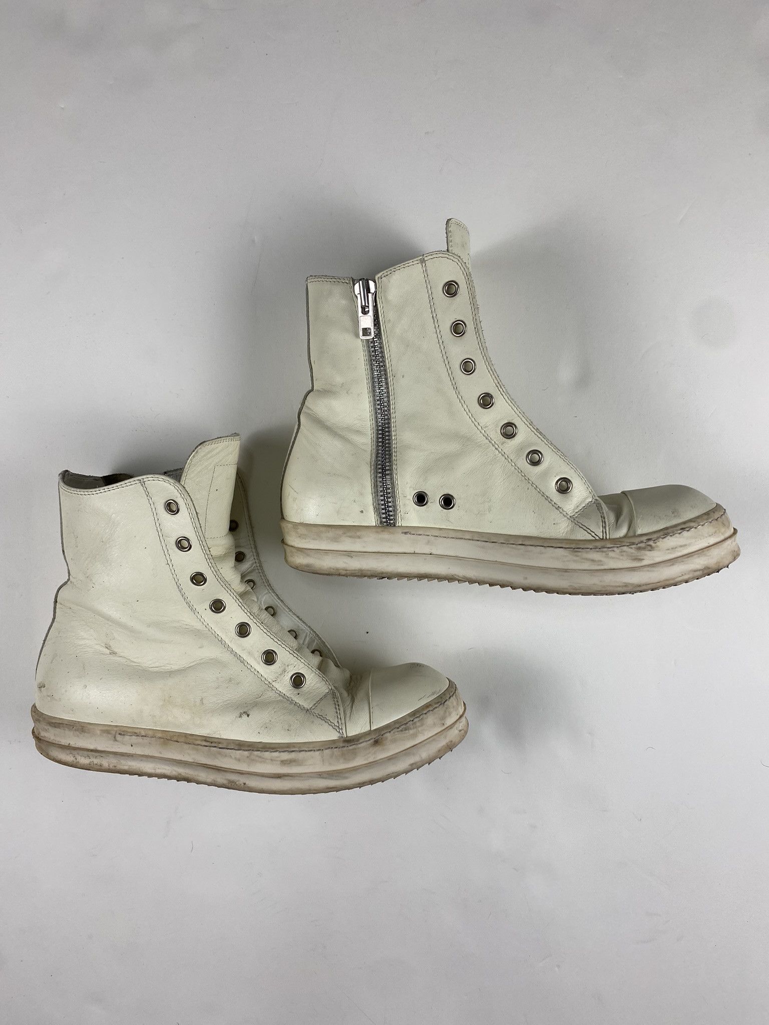 image of Rick Owens Milk Ramones Shoes in White, Men's (Size 8)