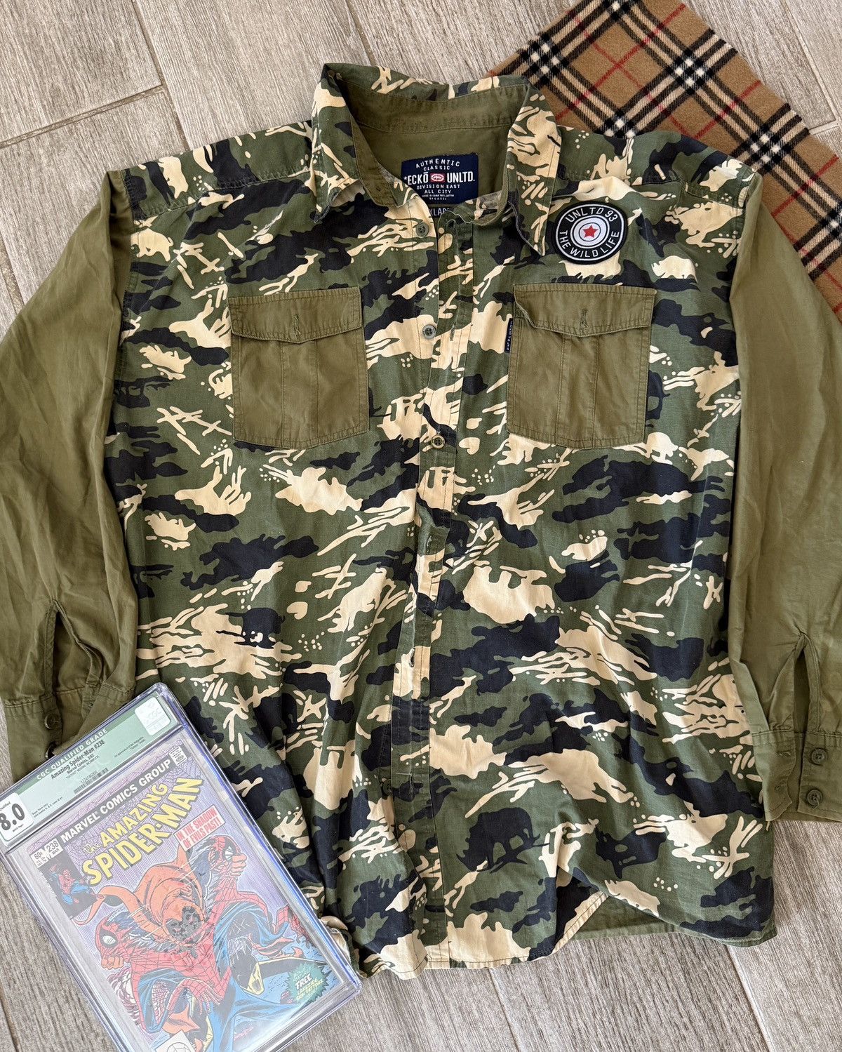 Ecko Unltd. Rare 90s Ecko Untld Camouflage Patches Long sleeve Size US XXL / EU 58 / 5 - 1 Thumbnail