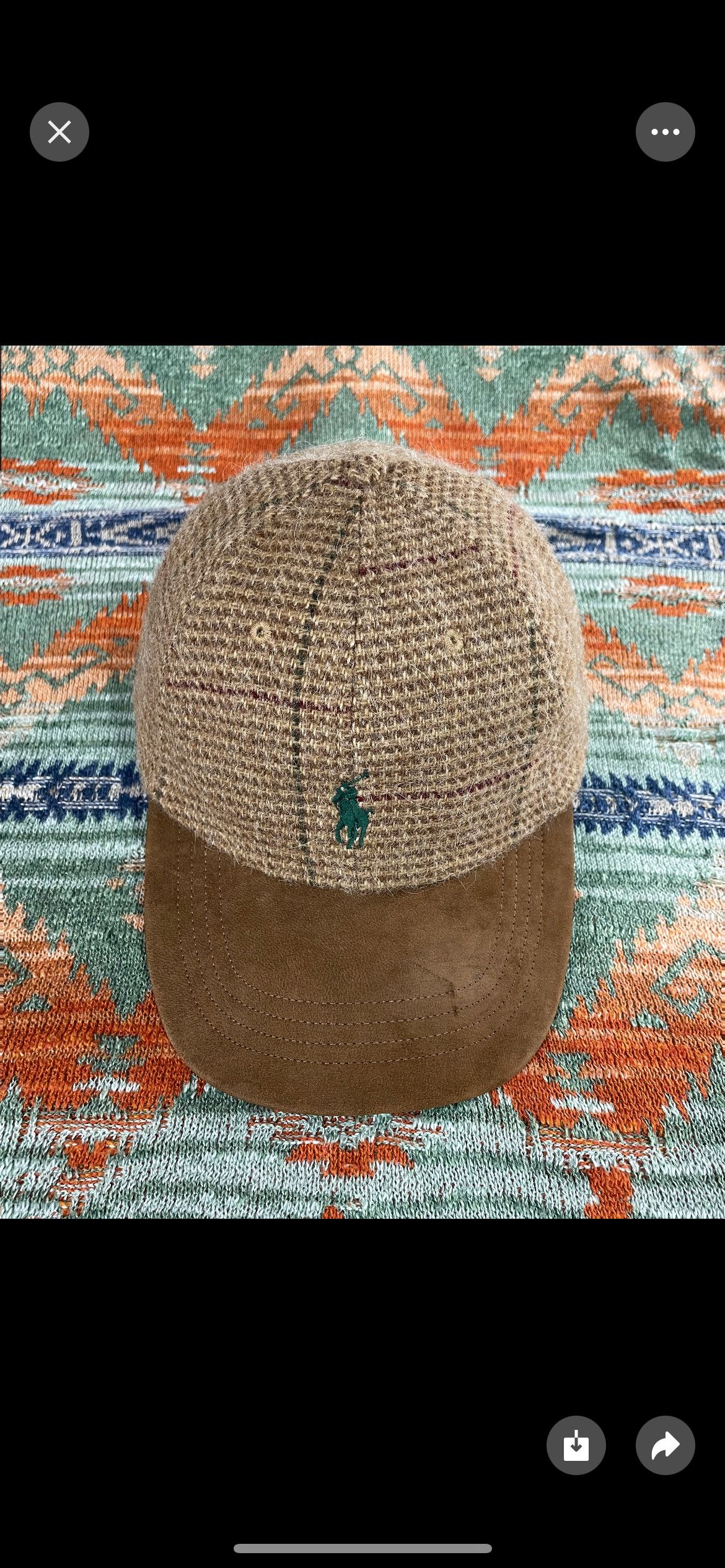 Polo Ralph Lauren Polo Ralph Lauren Lamb Wool Tweed Leather Baseball Hat Cap Size ONE SIZE - 1 Thumbnail