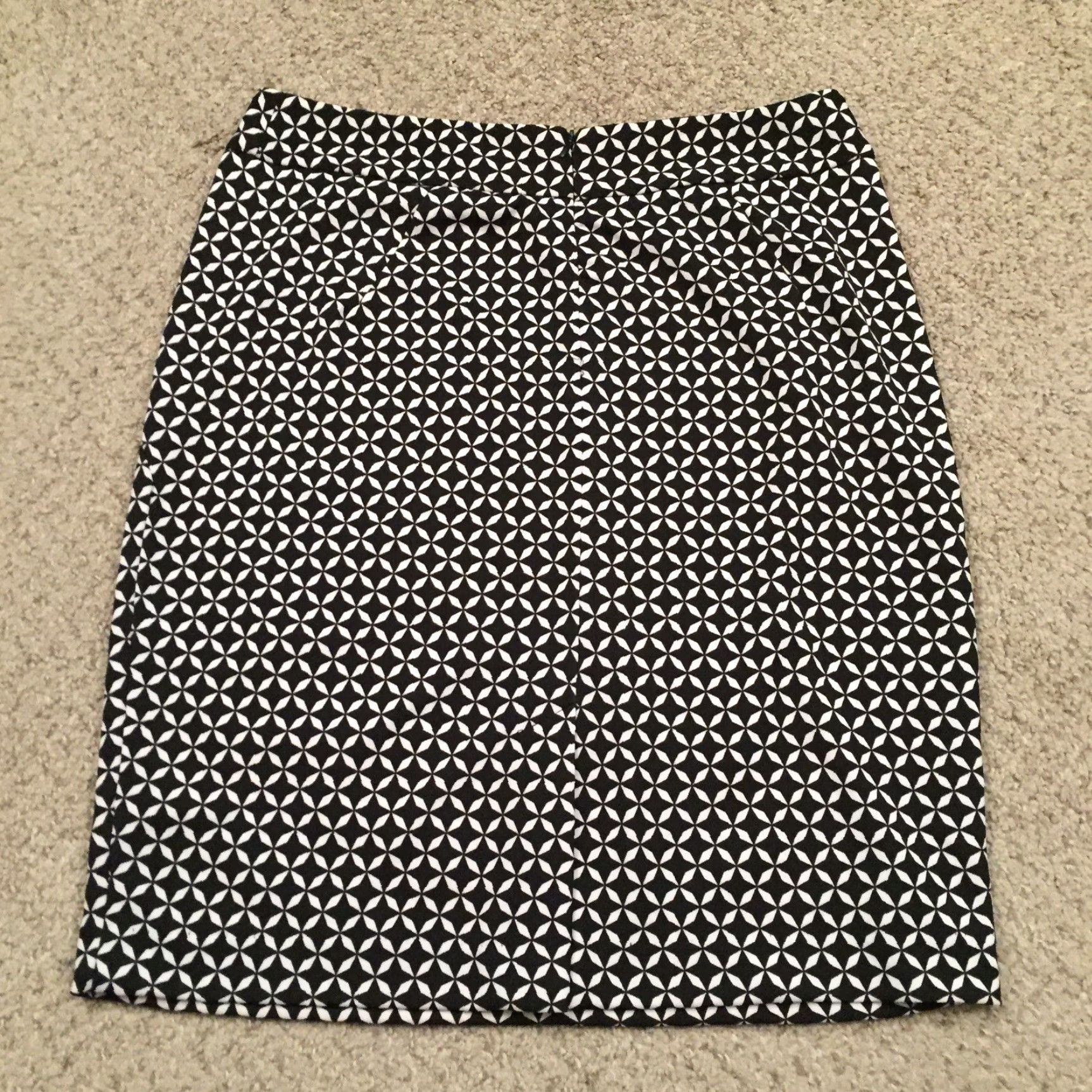 Vintage Premise Skirt Women's Skirt Knee Length Pencil Geometric Black 10 Slit Size 32" / US 10 / IT 46 - 6 Thumbnail