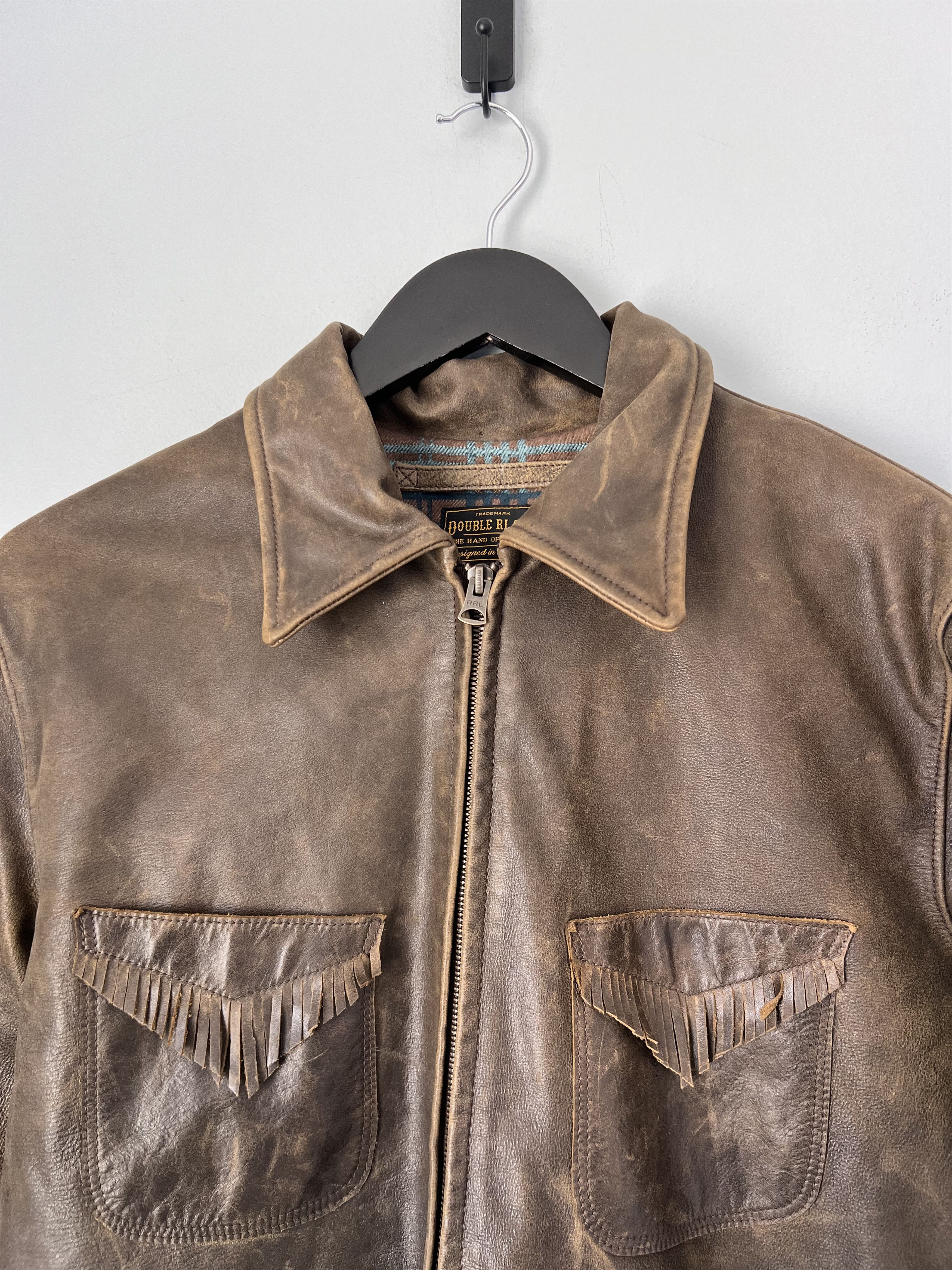 RRL Ralph Lauren RRL Ralph Lauren Blanket Lined Randall Fringe Leather Jacket Size US S / EU 44-46 / 1 - 2 Thumbnail