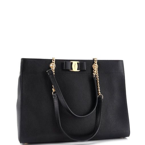 Salvatore Ferragamo o1s1rm1124 Size: OS / Vara Bow Leather Tote Bag in Black Size ONE SIZE - 1 Thumbnail