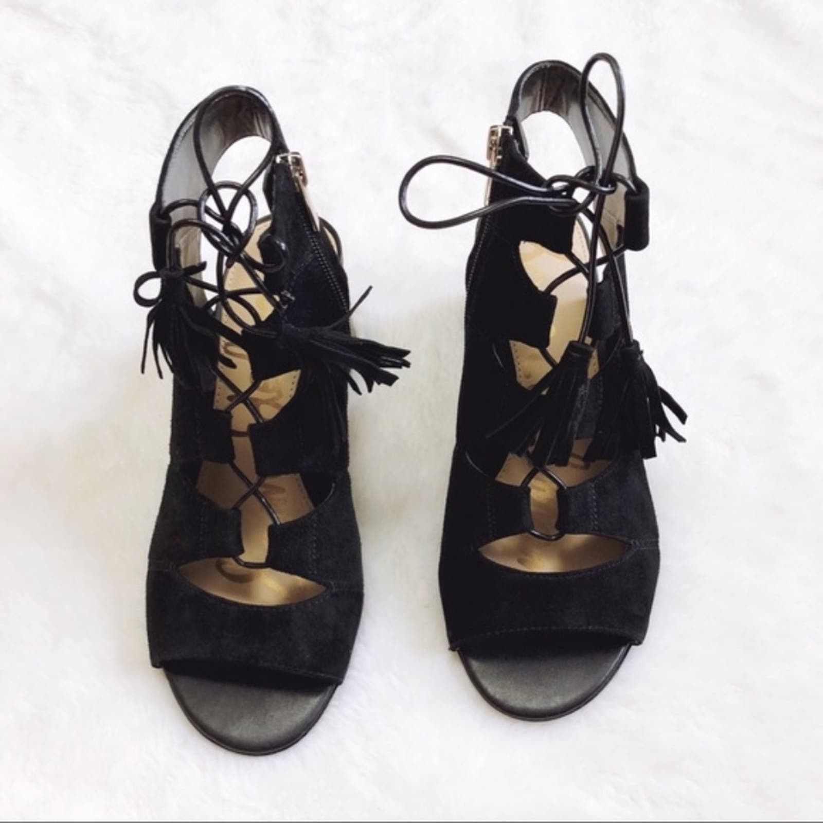 Other Sam Edelman Black Suede Sarabeth Heels with Side Zipper Size US 7 / IT 37 - 7 Thumbnail