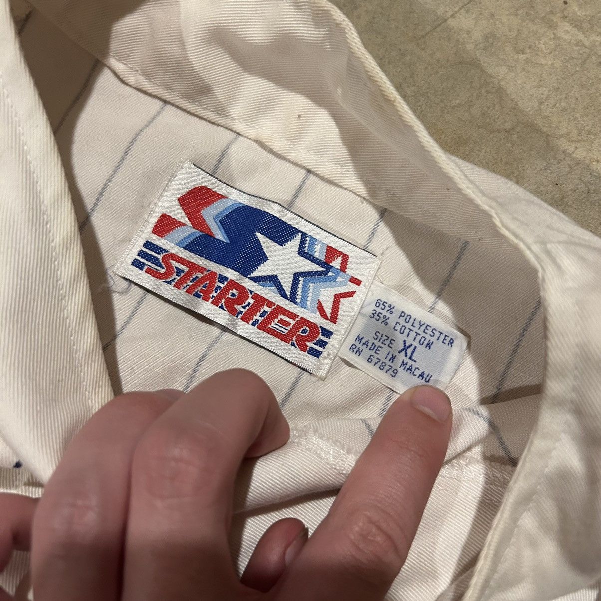 NCAA × Starter × Vintage Rare Vintage 90s Starter Georgetown Pinstripe Jersey Sample Size US XL / EU 56 / 4 - 5 Thumbnail