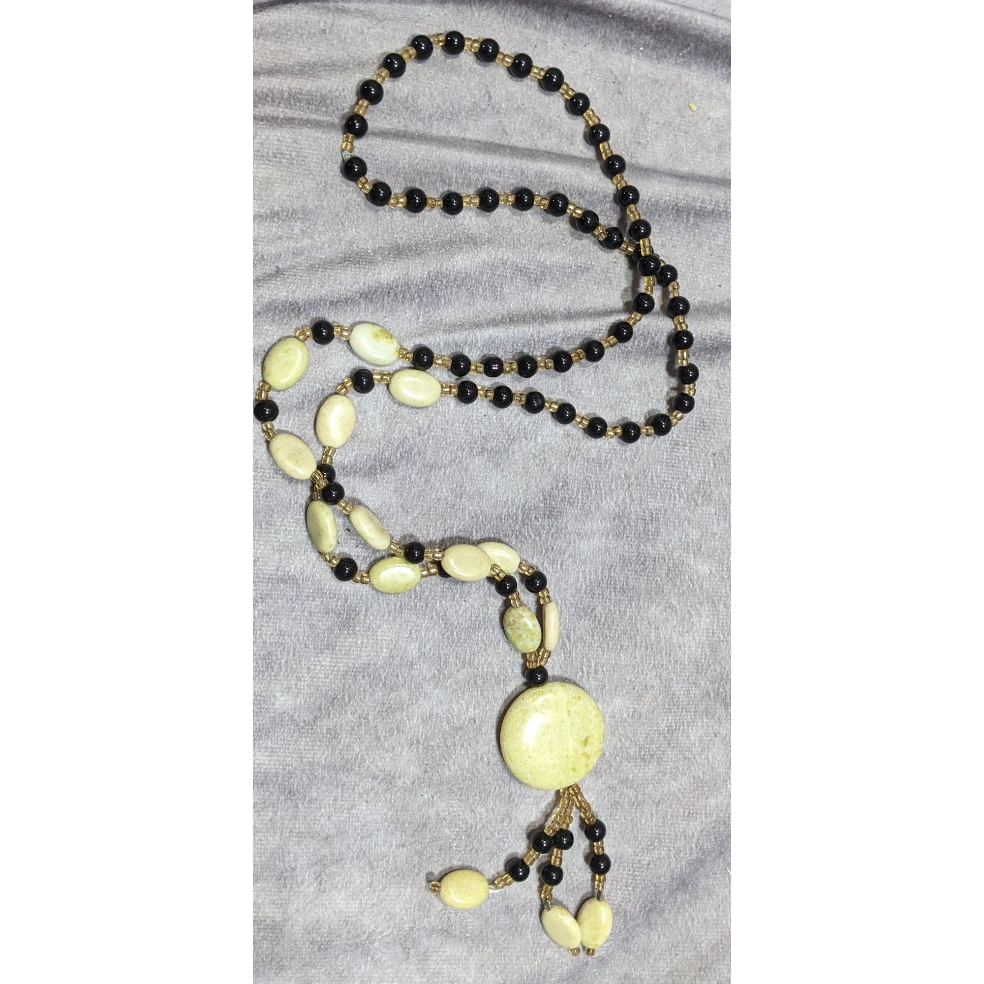 Handmade Vintage Handmade Stone And Glass Beaded Necklace Size ONE SIZE - 6 Thumbnail