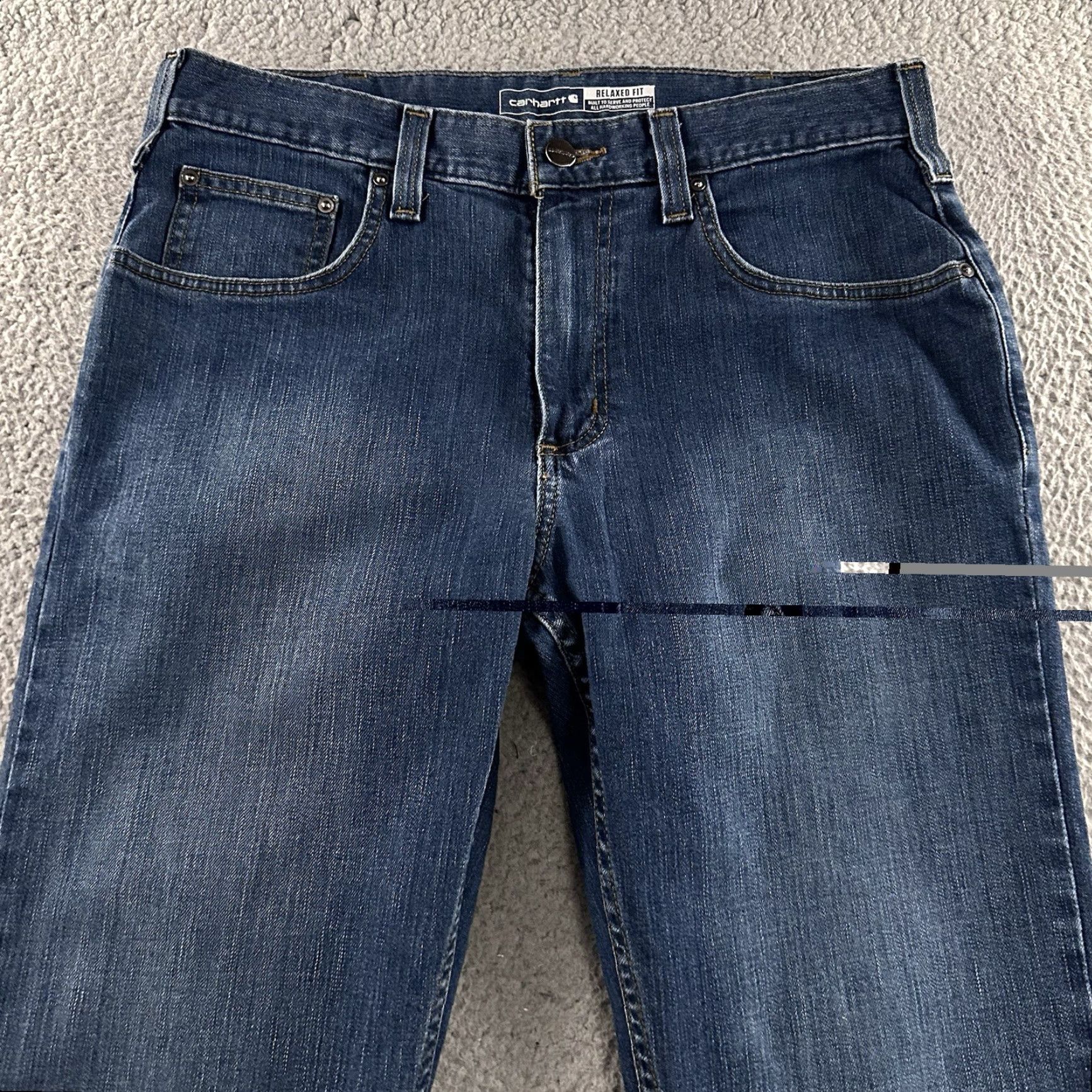 Carhartt Carhartt Jeans Blue 32x30 Relaxed Fit Rugged Flex 5 Pocket Cotton Blend Mens Denim Straight Pocket Quality Inseam 29" Regular, 32x30, Blue, Men Size US 32 / EU 48 - 2 Thumbnail