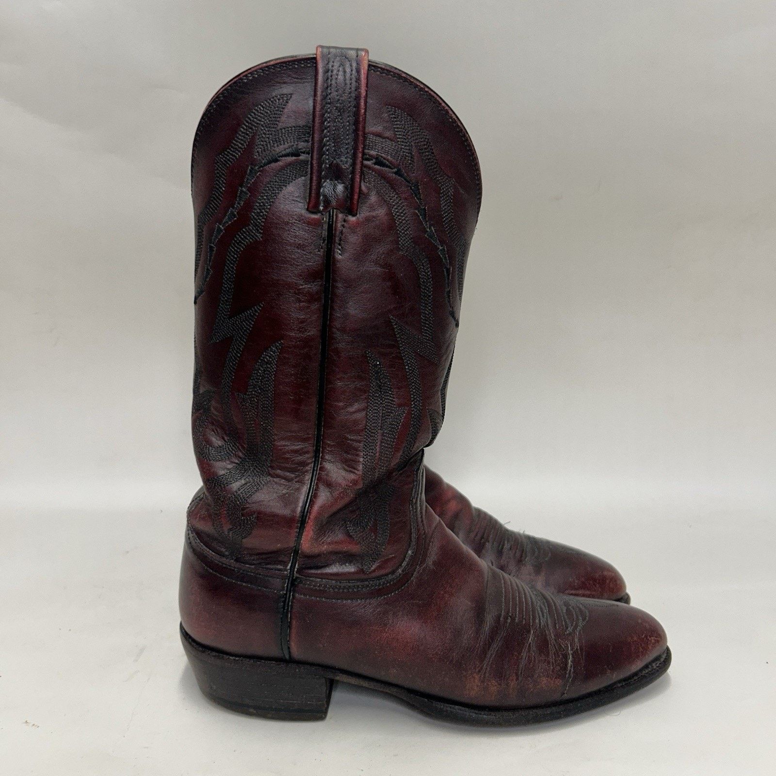 Lucchese Lucchese 2000 Leather Roper Cowboy Boots “Black Cherry” Size US 9 / EU 42 - 4 Thumbnail